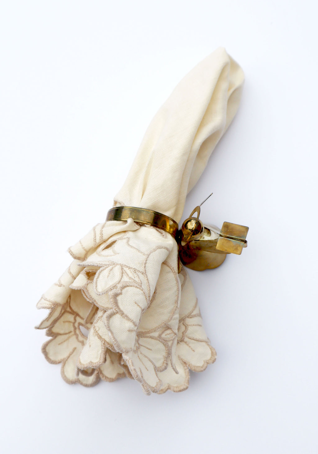 Vintage Brass Angel Napkin Rings (Set of 5)