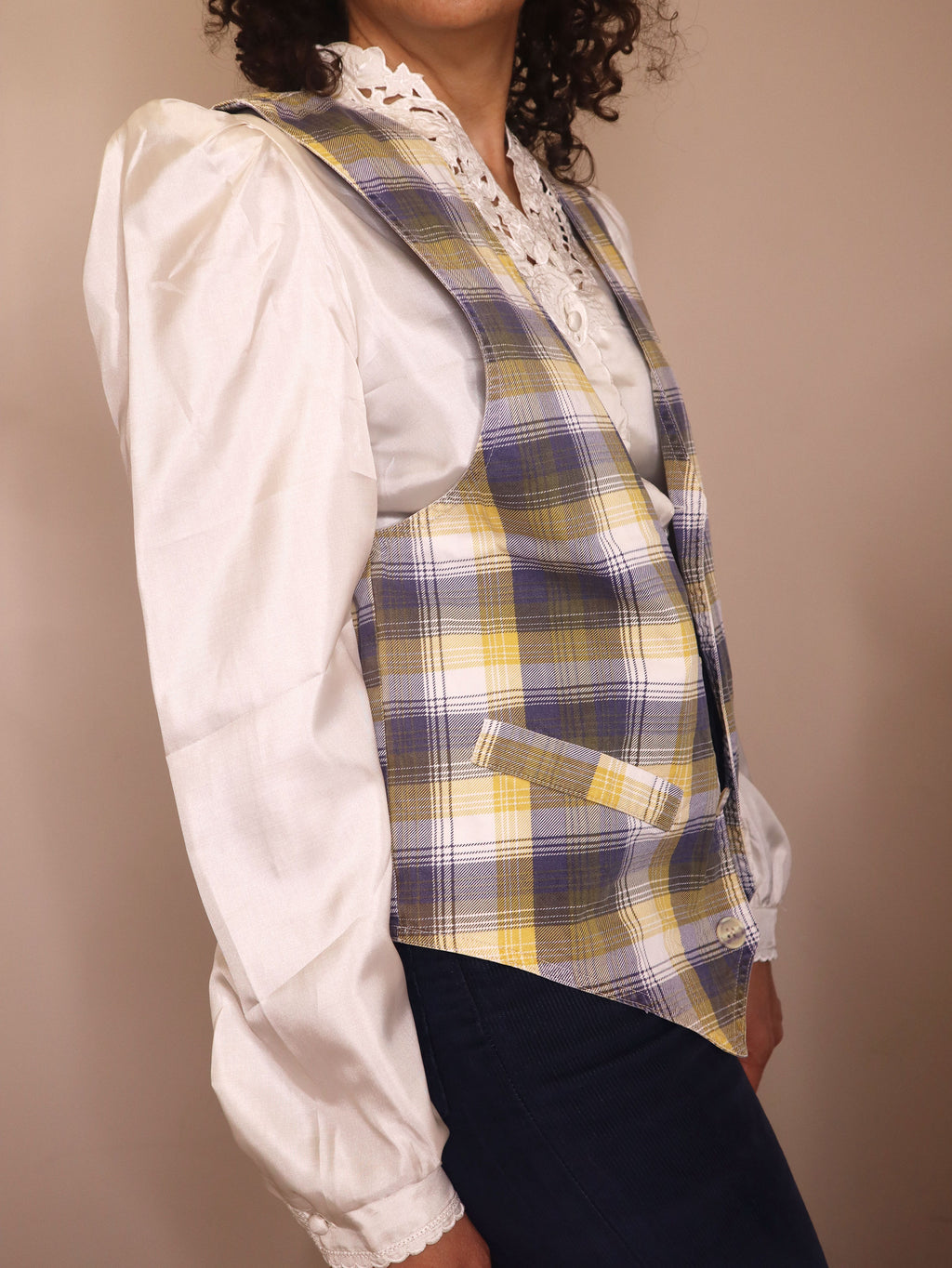 Vintage Women's Plaid Cotton Vest