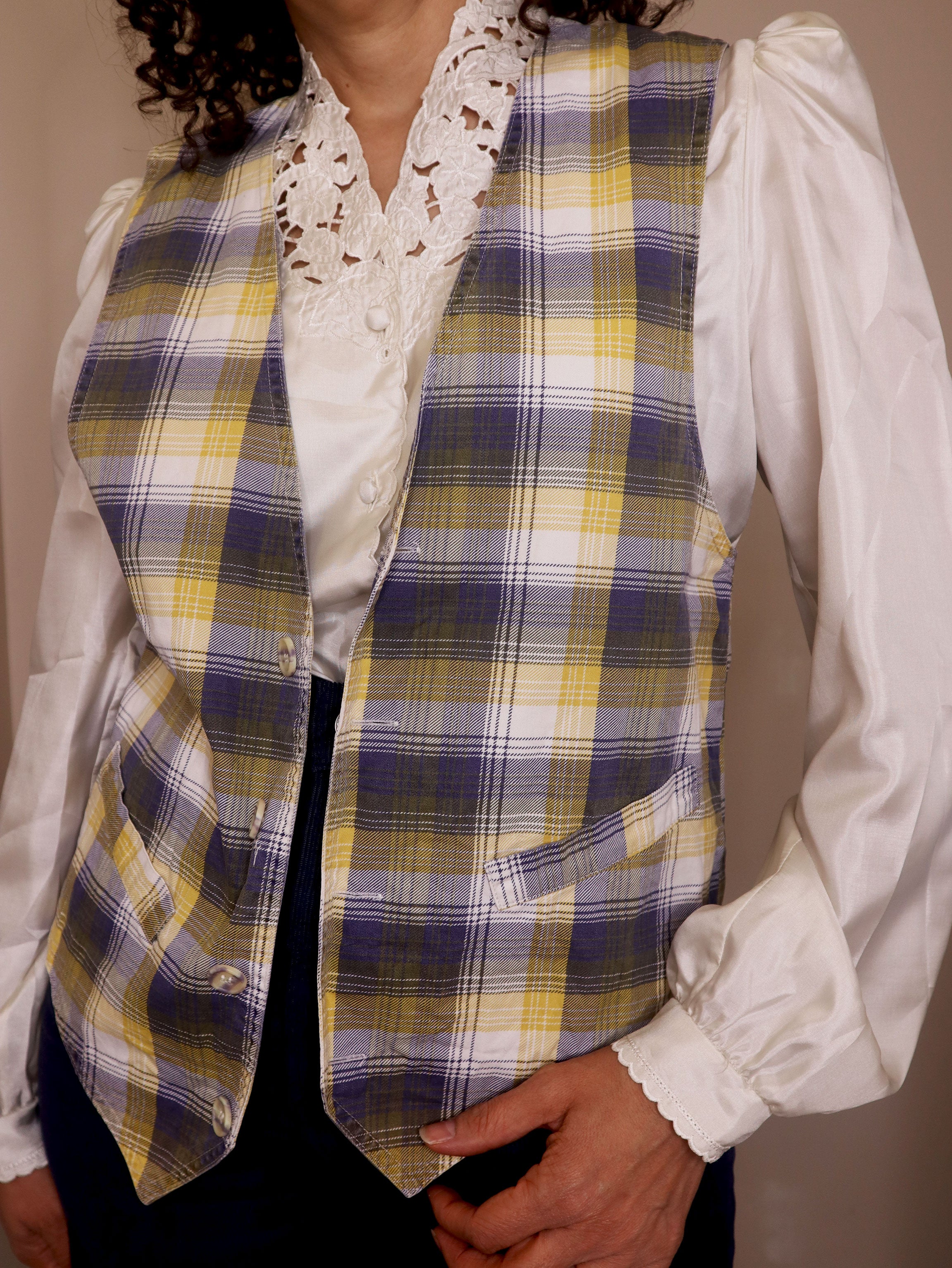 Vintage Women's Plaid Cotton Vest
