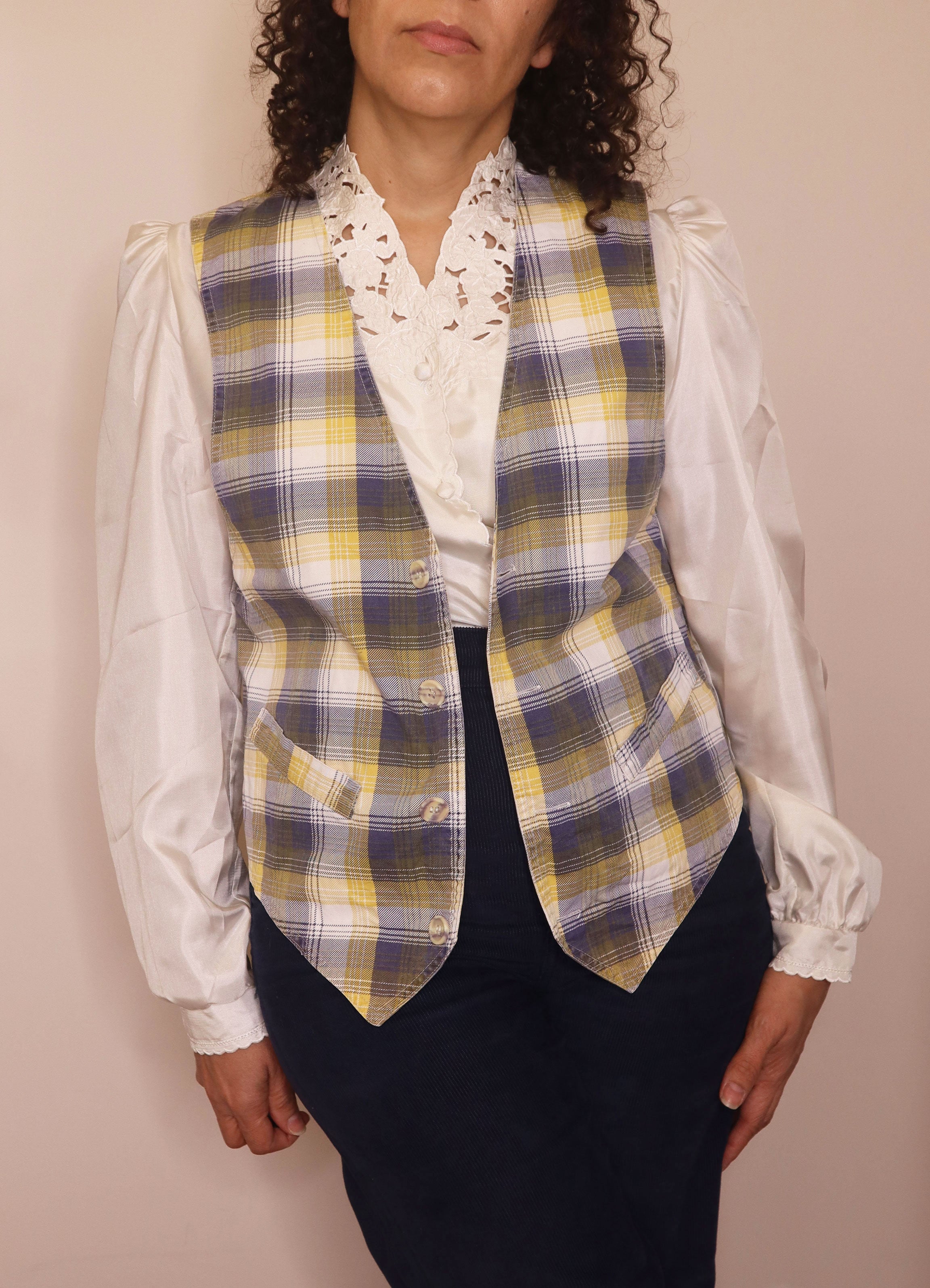 Vintage Women's Plaid Cotton Vest