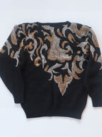 80s Black & Metallic Puff 80s Sweater
