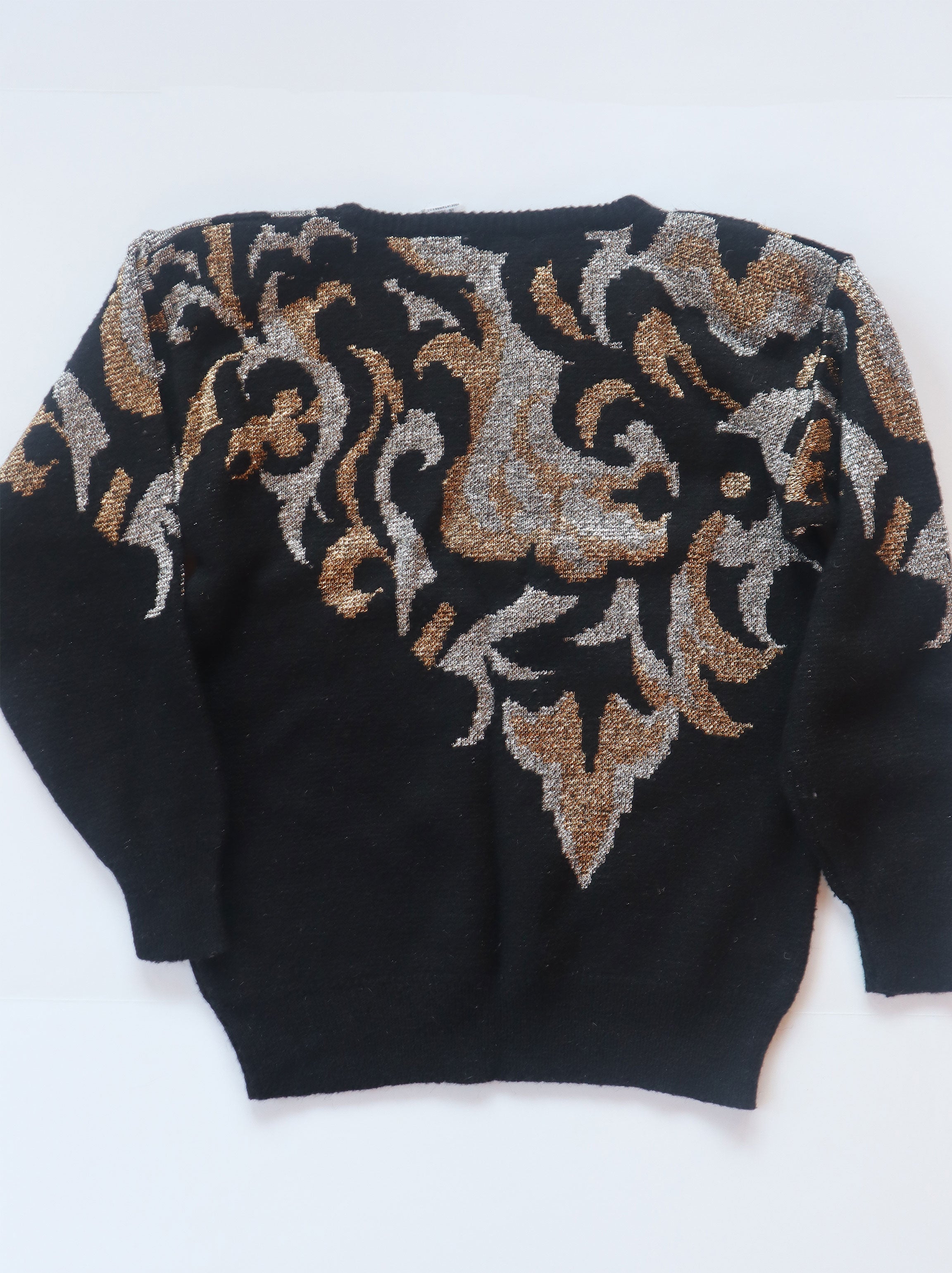 80s Black & Metallic Puff 80s Sweater