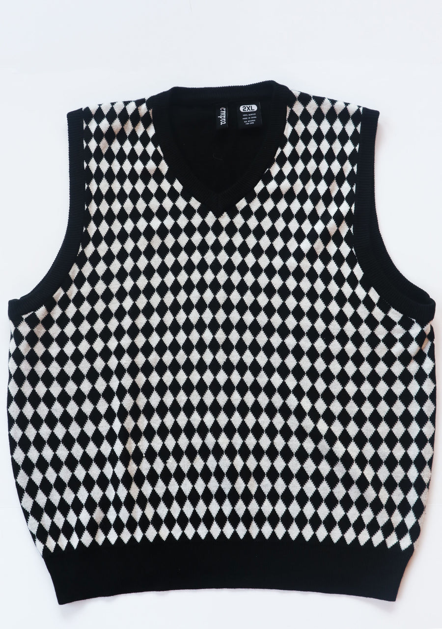 Black & White Check Sweater Vest