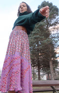Vintage 90s Pleated & Tiered Bright Printed Skirt