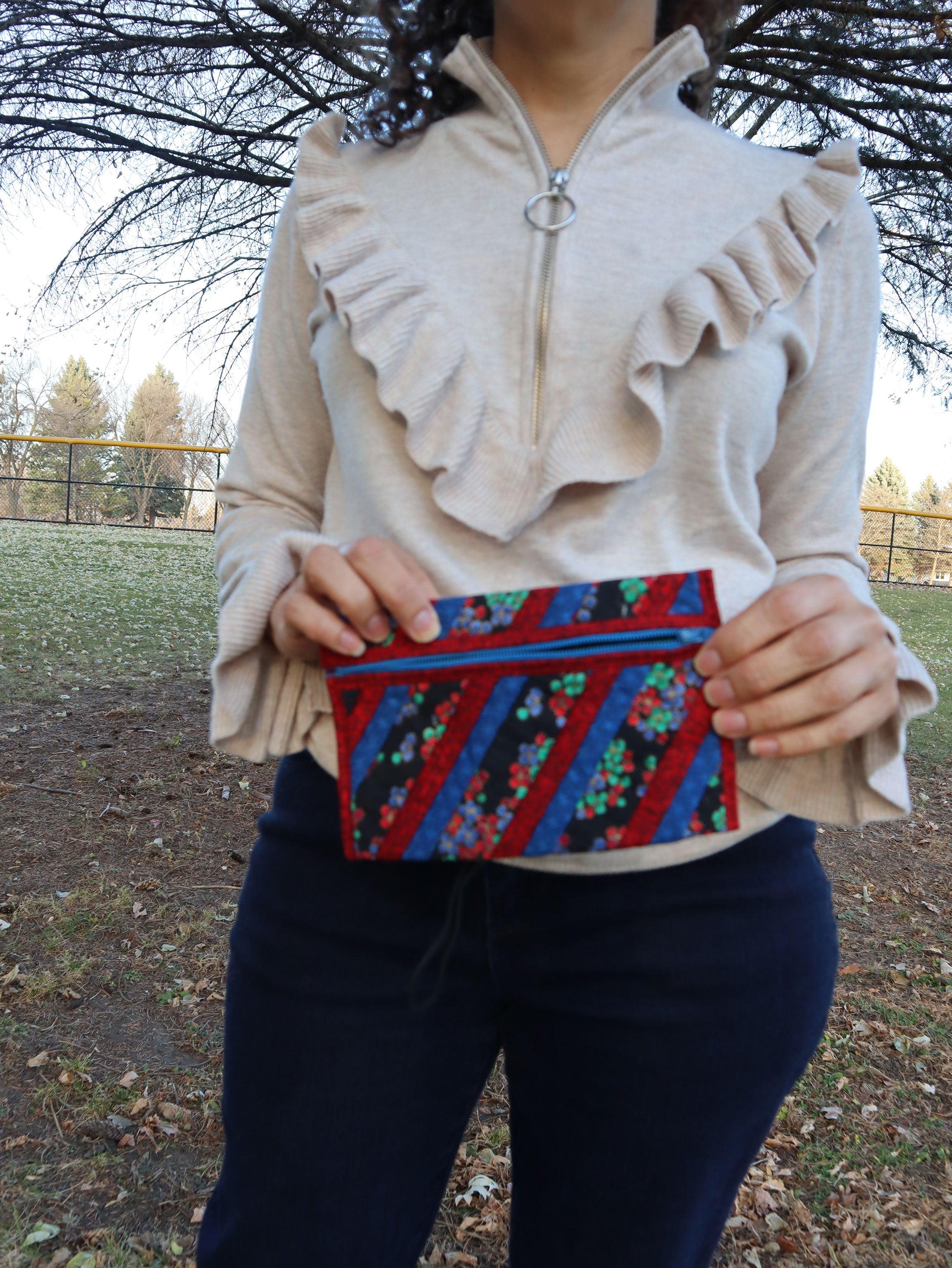 Vintage 80s Handmade Quilted Pouch/Wallet