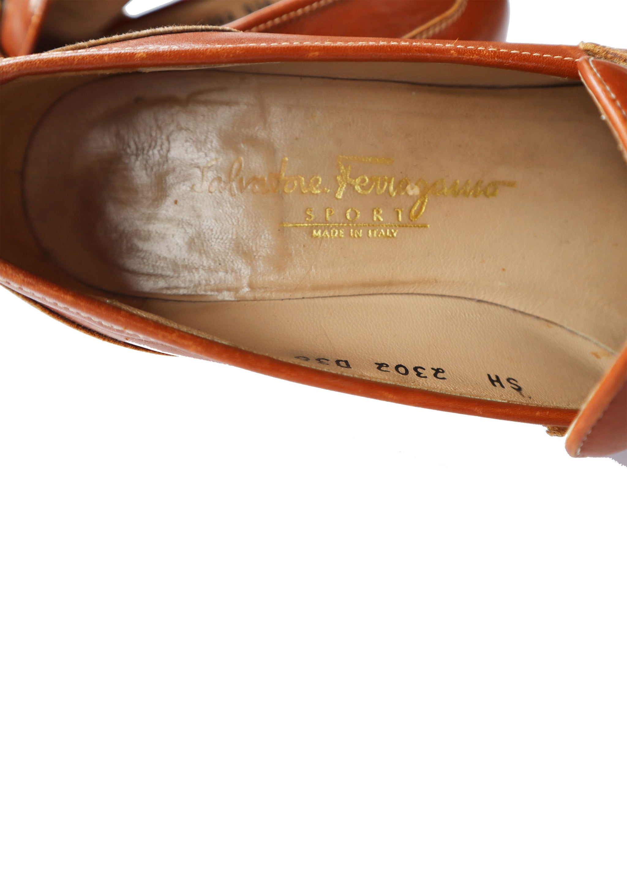 Rare Salvatore Ferragamo Gold Horseshoe Tan Leather Loafers (Size 7.5)