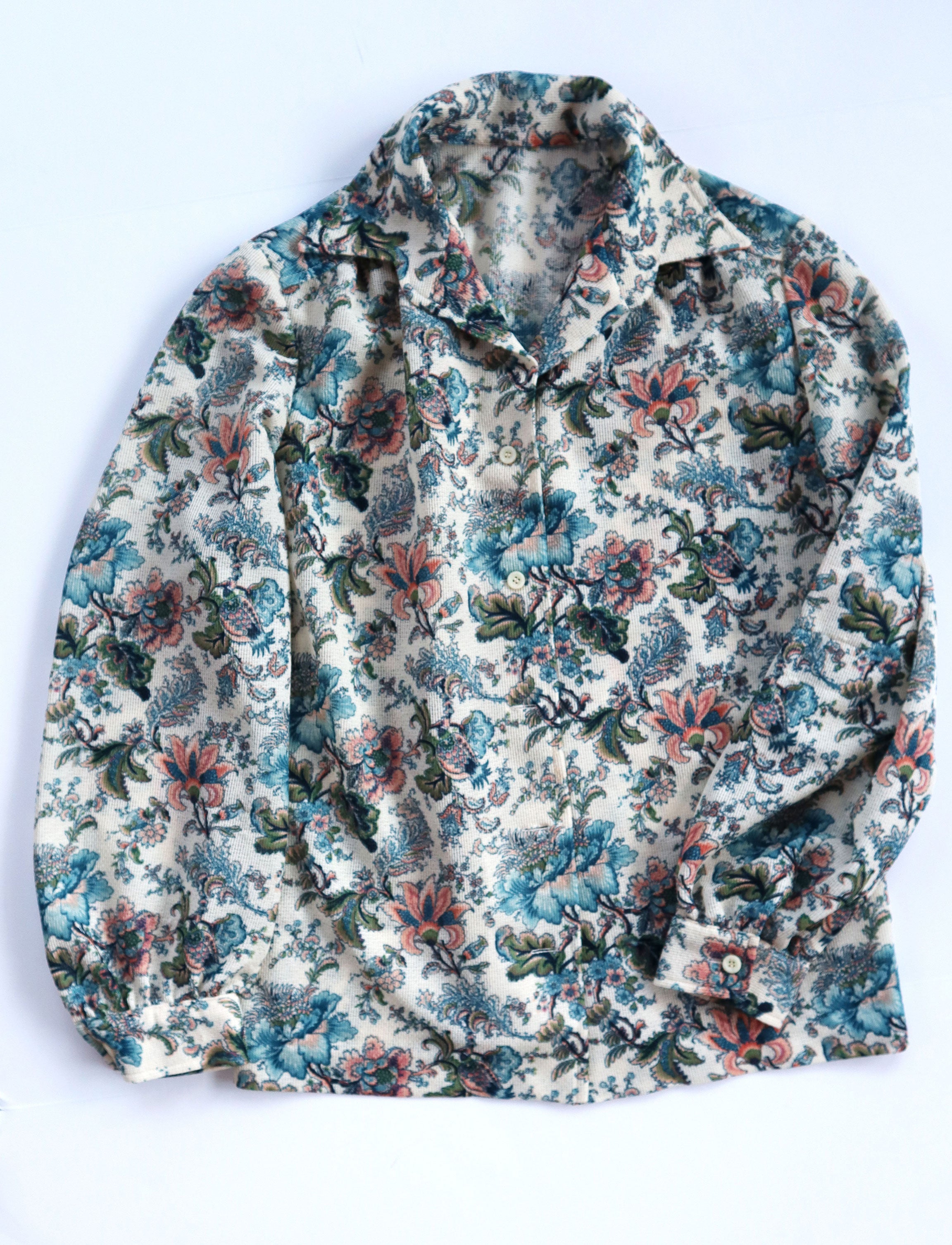 Vintage Cream Floral Handmade Button Up