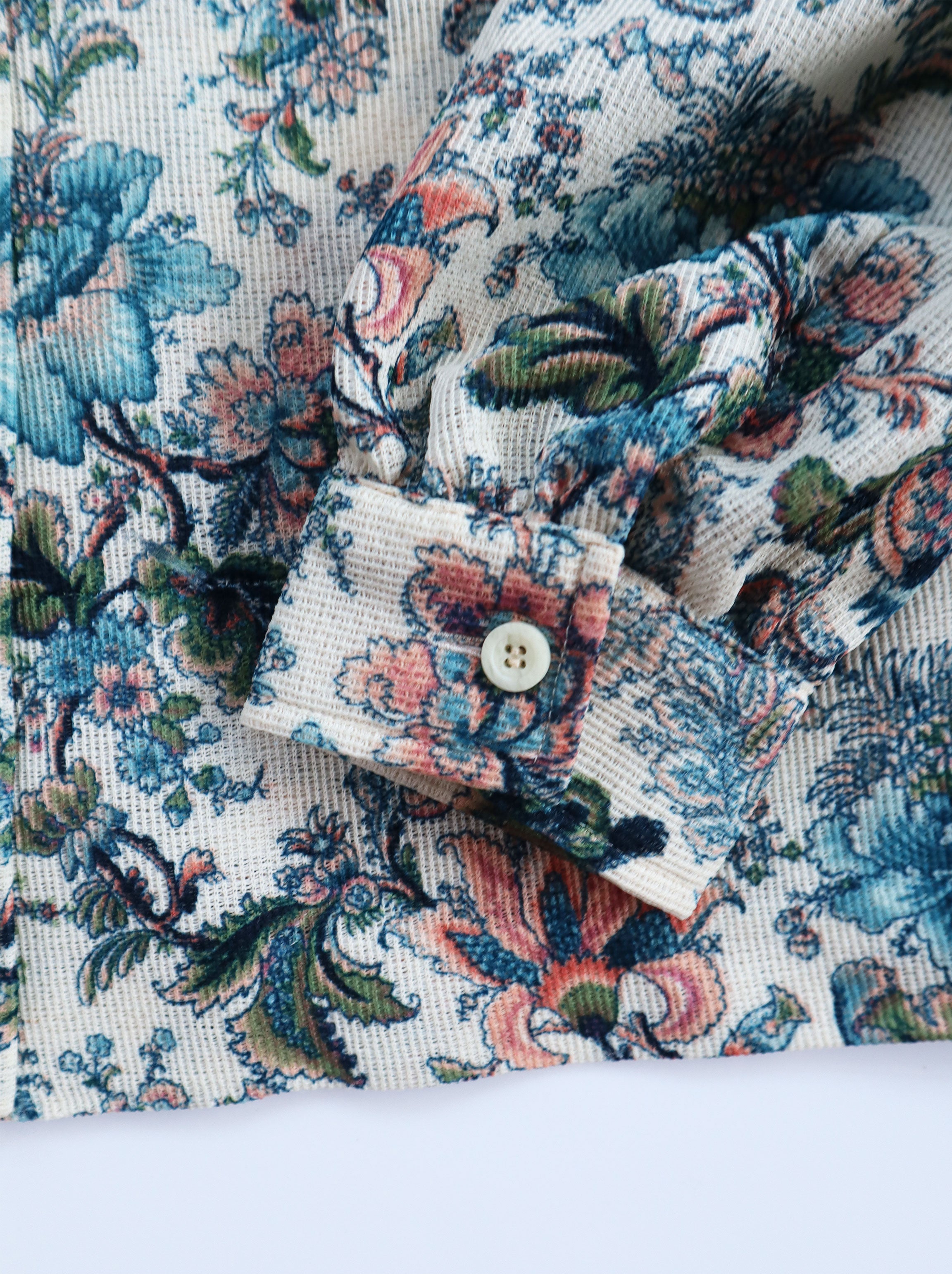 Vintage Cream Floral Handmade Button Up