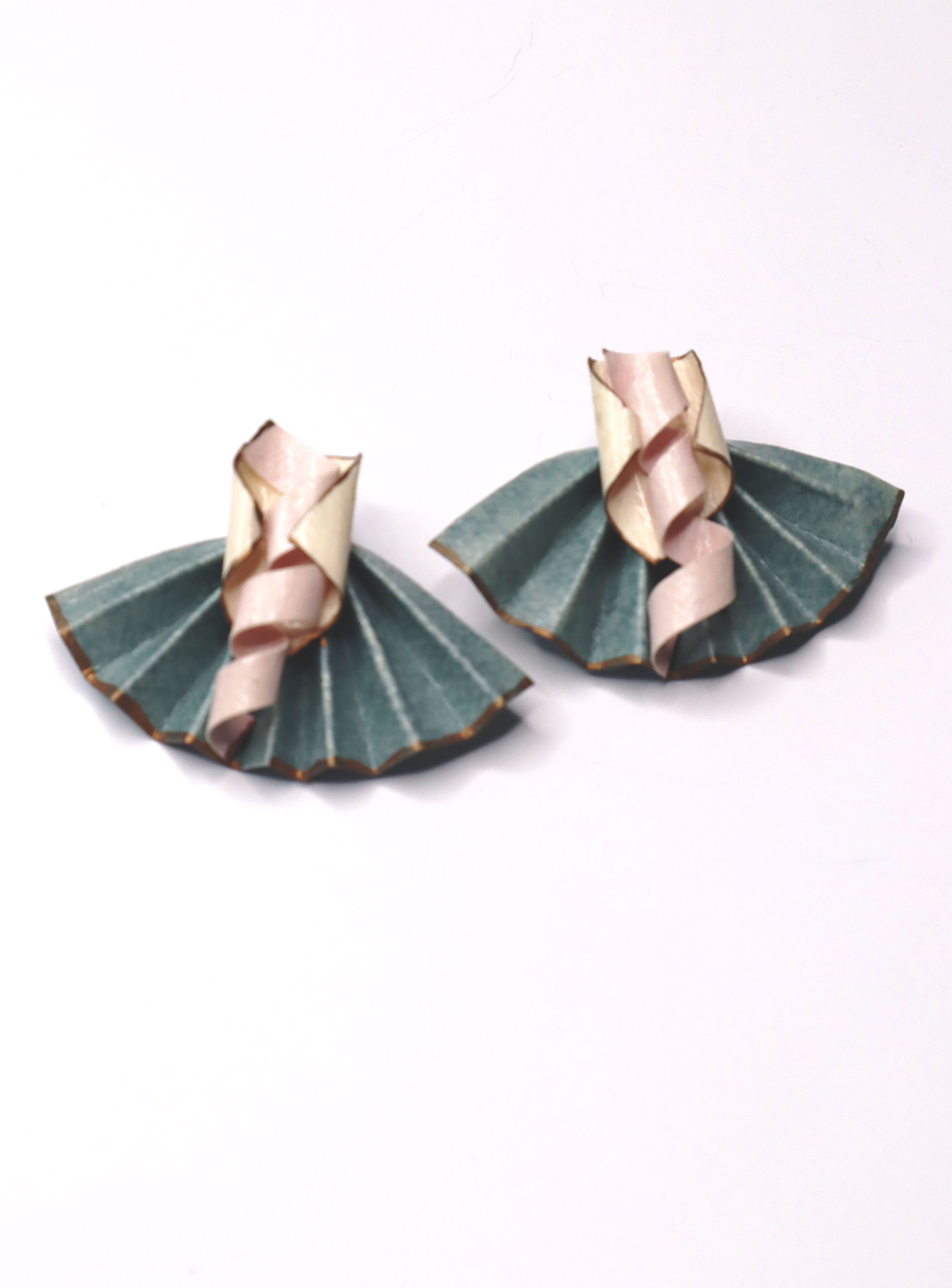 Rare 80s Vintage Handmade Paper Earrings by Denise Victoria
