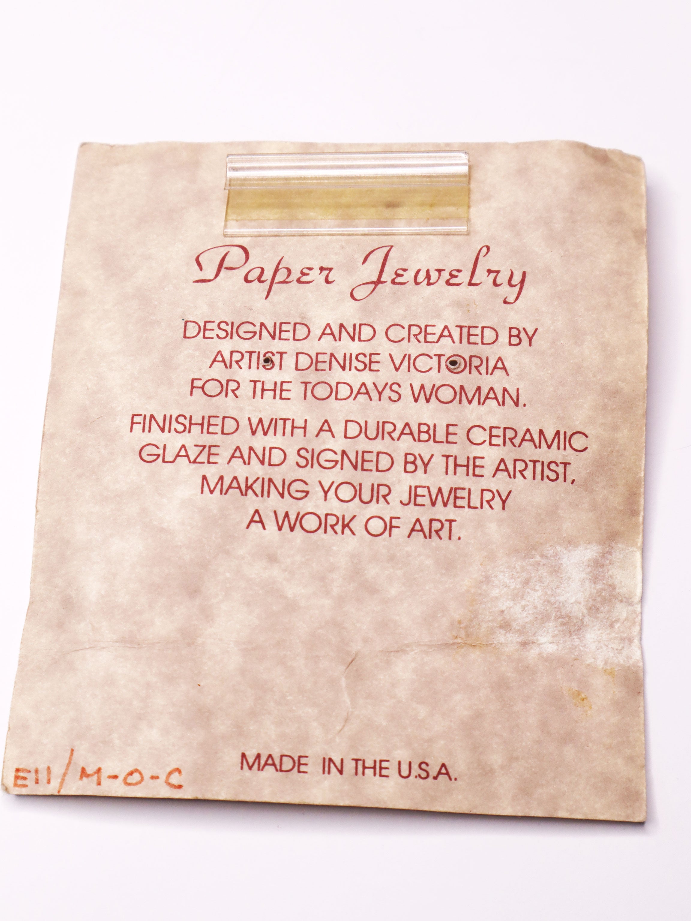 Rare 80s Vintage Handmade Paper Earrings by Denise Victoria