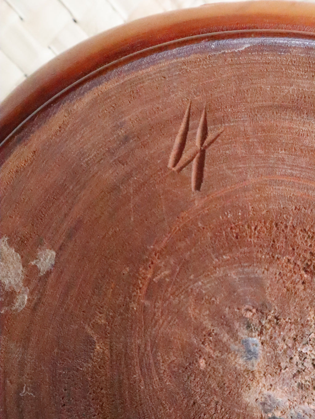 Vintage Large Hand Carved Wooden Bowl with Lid