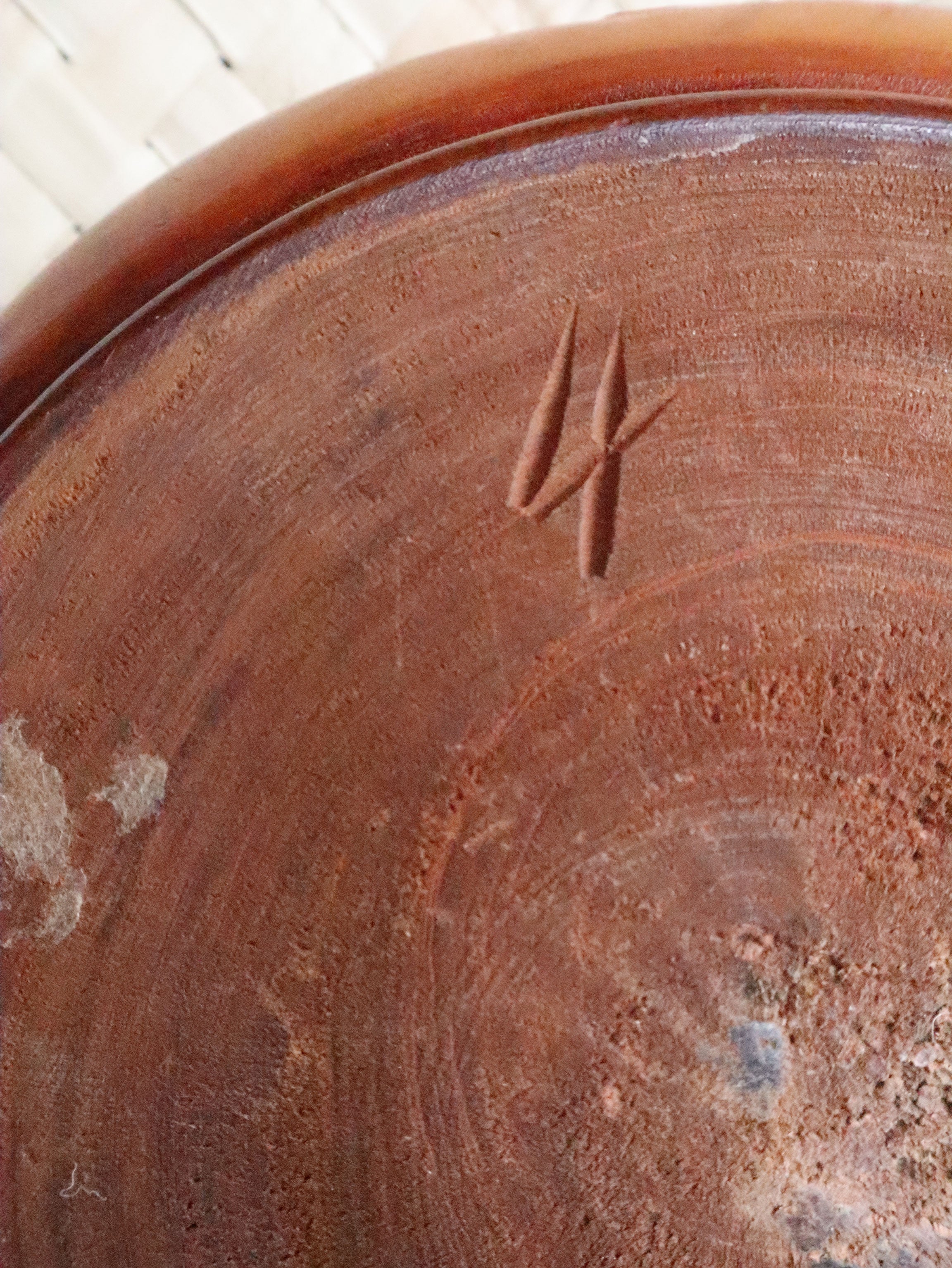 Vintage Large Hand Carved Wooden Bowl with Lid