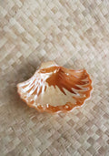 Vintage Glass Peach Sea Shell Catch-all Bowl