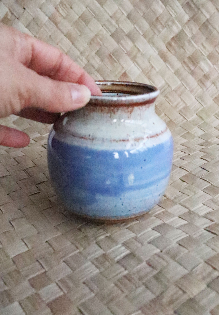 Vintage Blue/Cream Small Studio Pottery Bowl