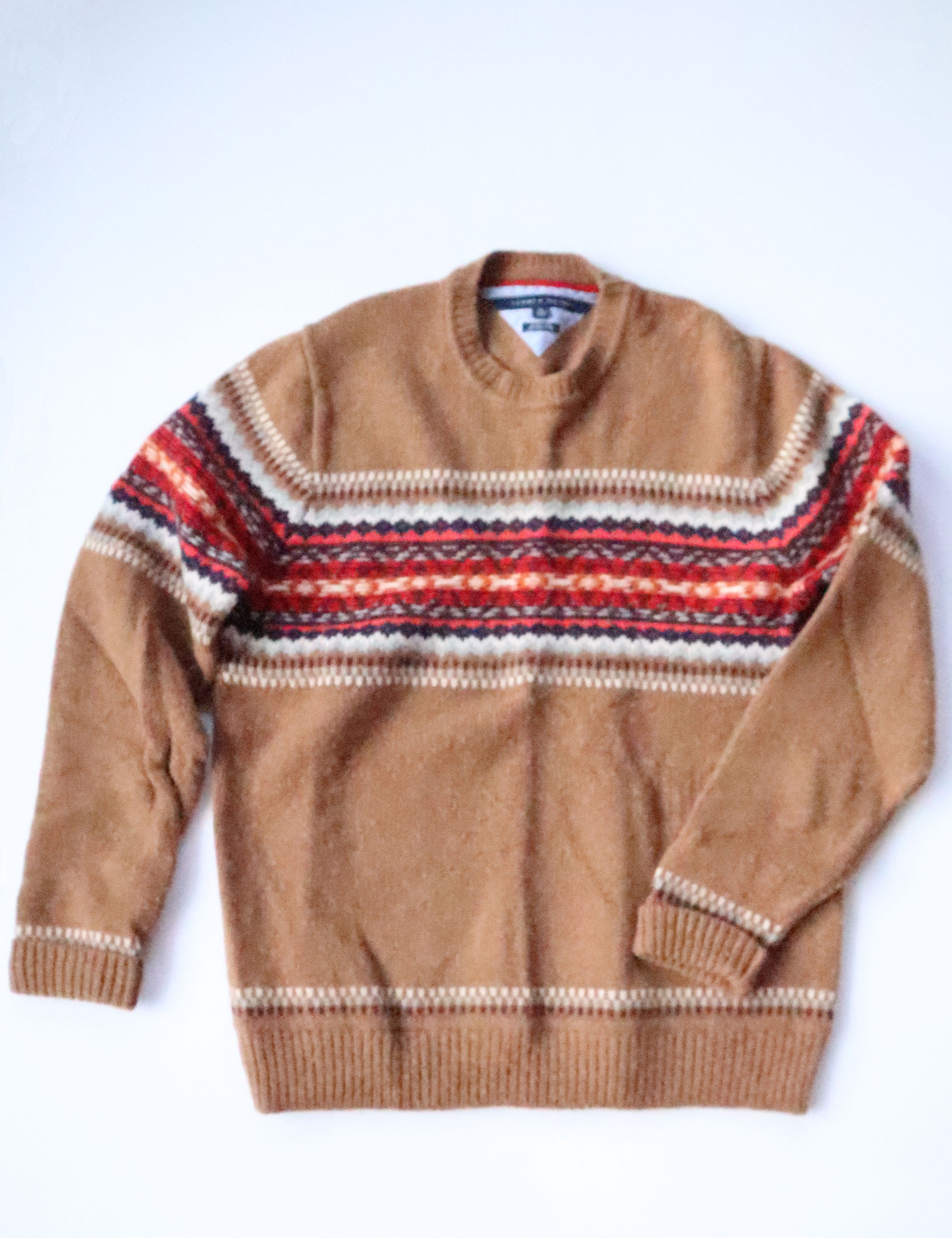 Tommy Hilfiger Tan Fairisle Style Wool Sweater