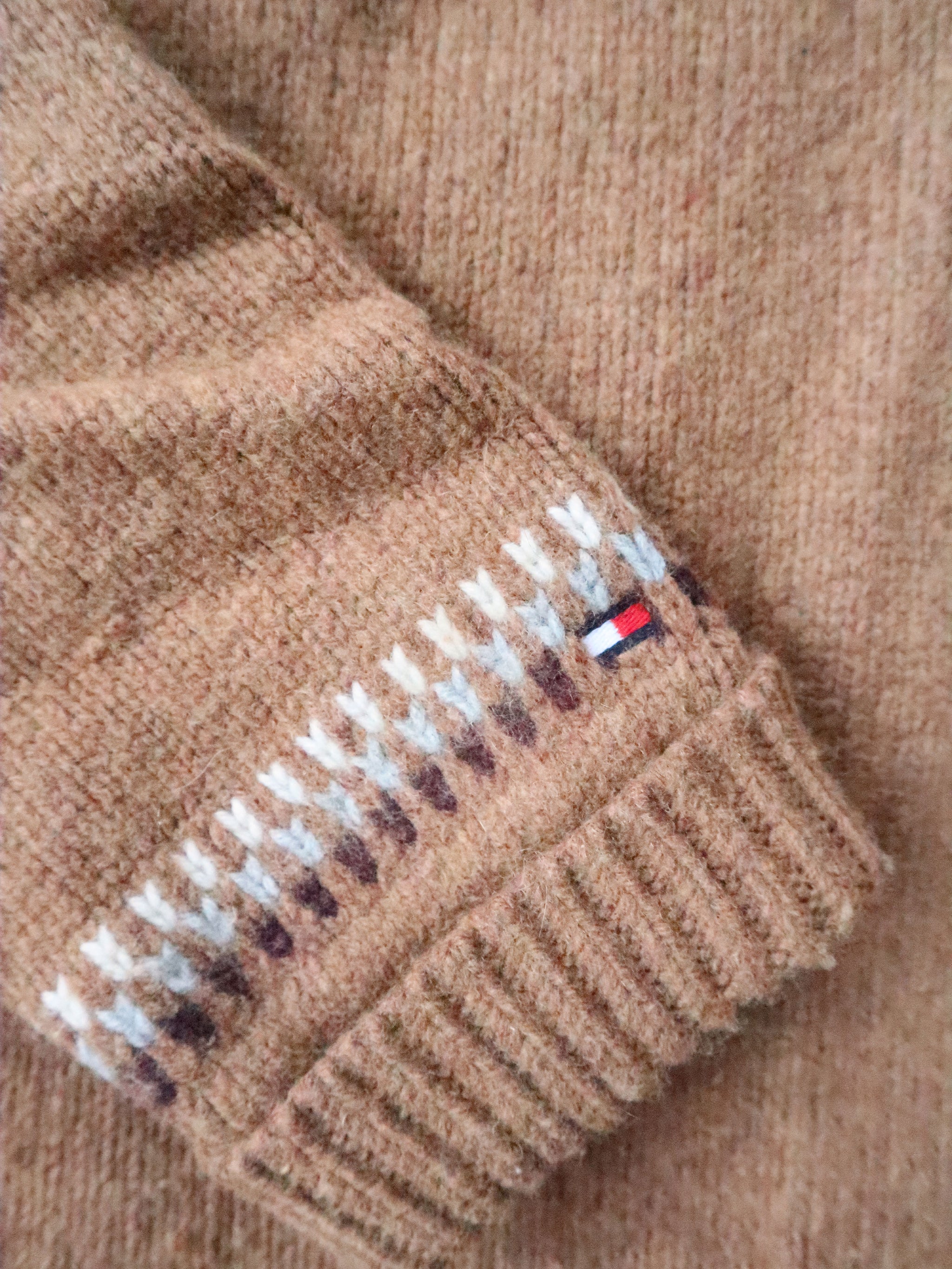 Tommy Hilfiger Tan Fairisle Style Wool Sweater