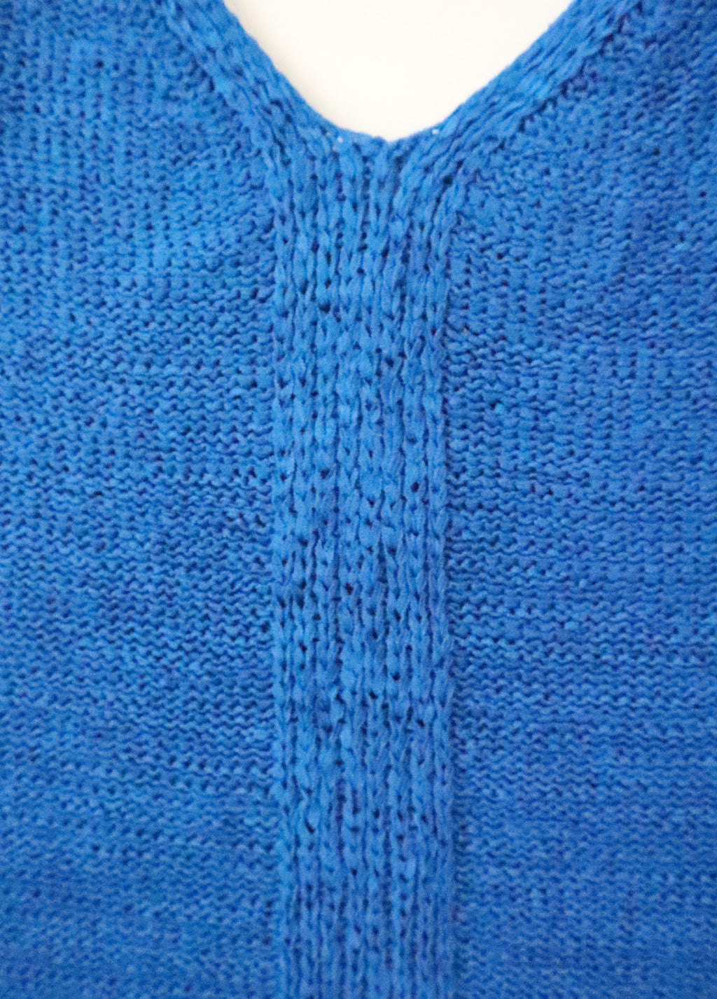 Vintage 80s August Silk Double V-neck Cobalt Blue Sweater with Back Bow