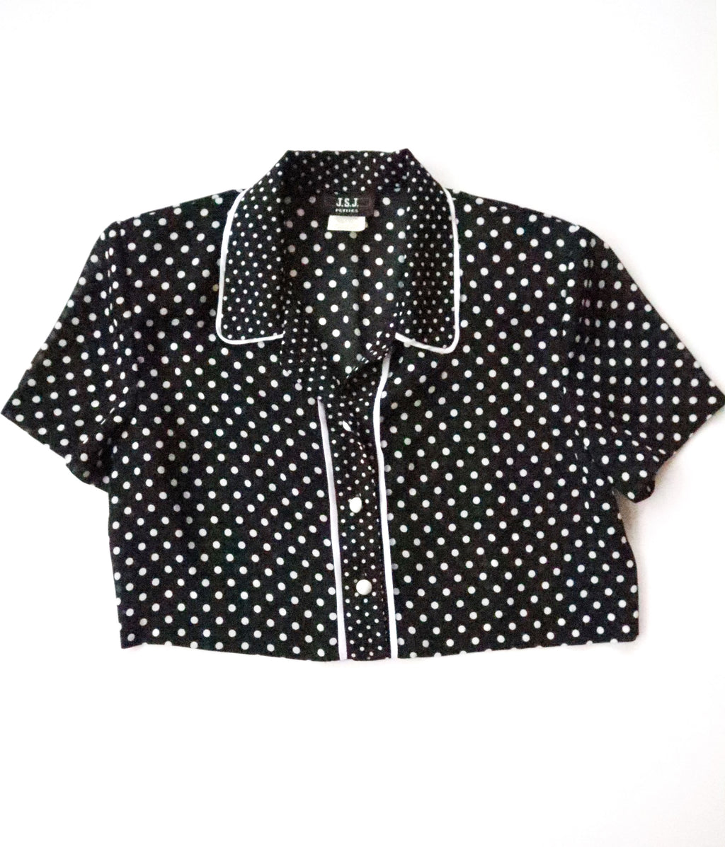 Vintage 90s Cropped Polka Dot Blouse