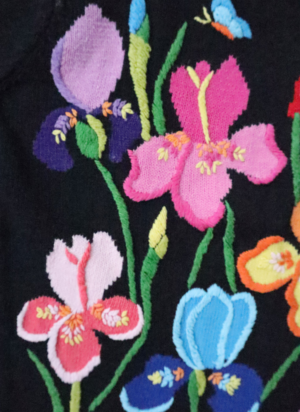 Amazing Handmade Embroidered Floral Short Sleeve Sweater