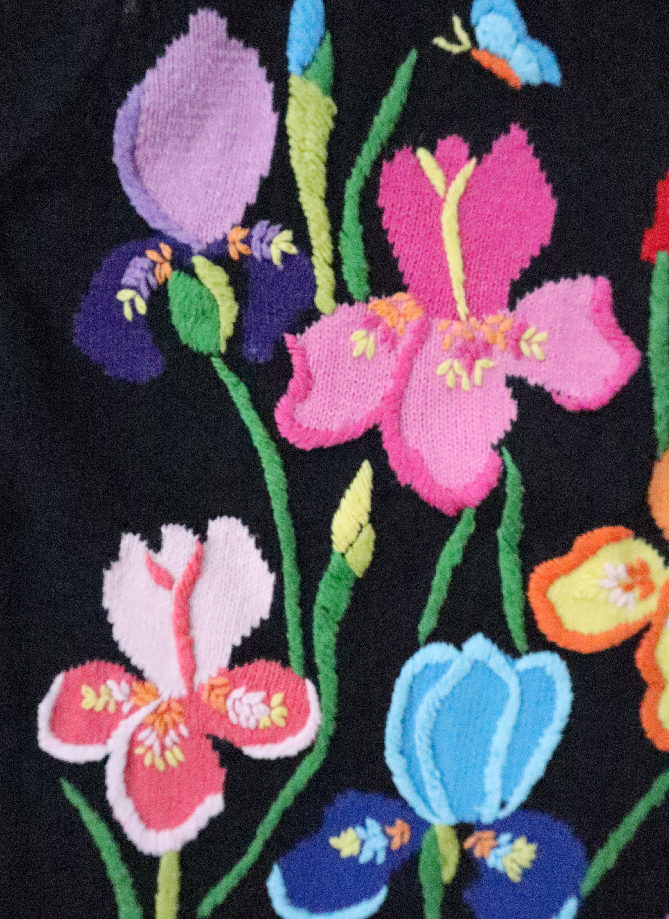 Amazing Handmade Embroidered Floral Short Sleeve Sweater