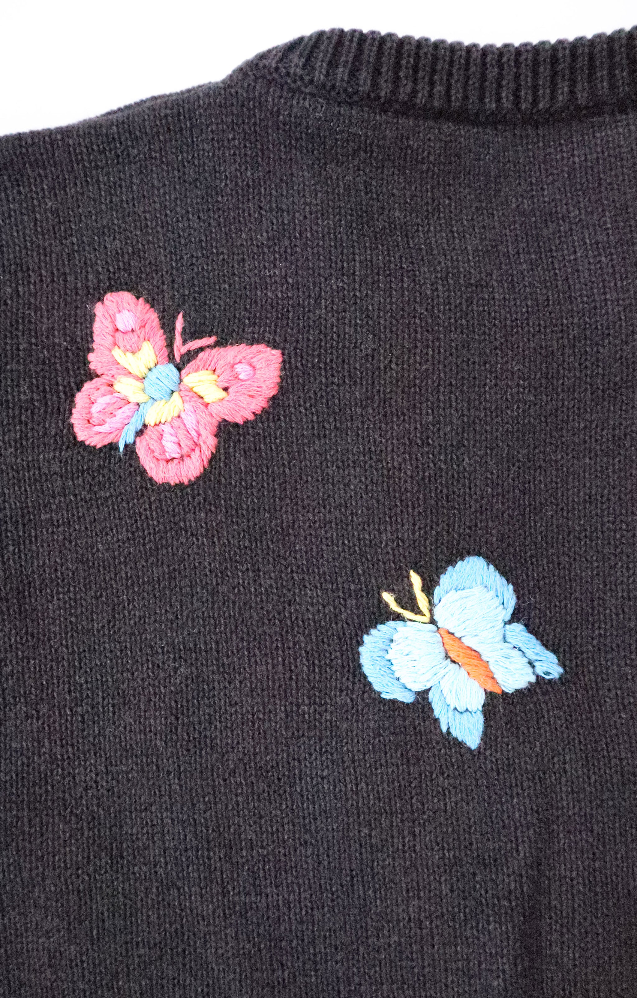 Amazing Handmade Embroidered Floral Short Sleeve Sweater