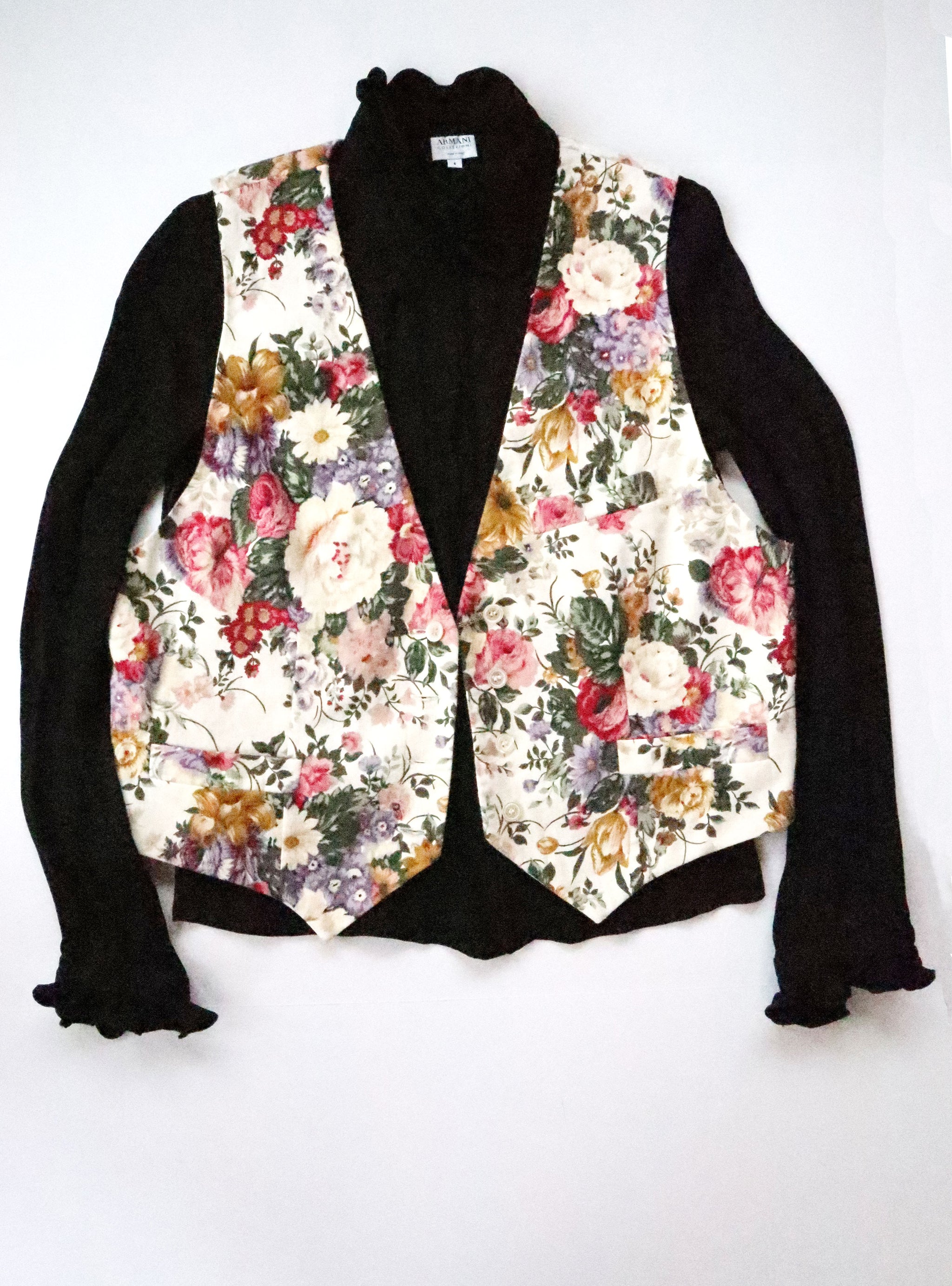 Vintage 90s JH Collectibles Linen Blend Floral Vest