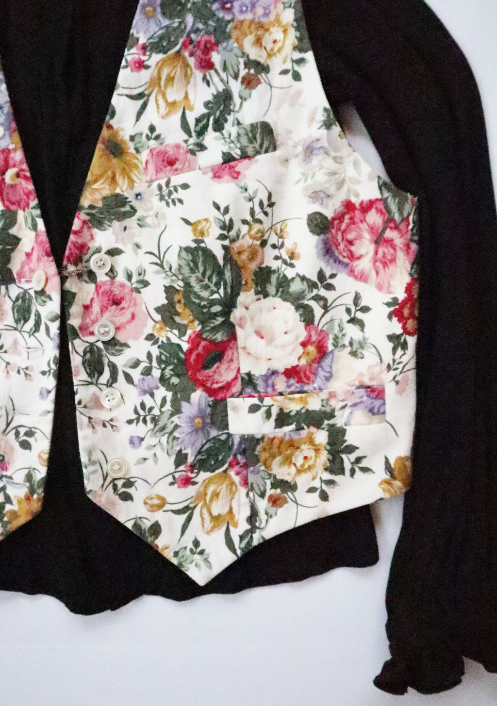 Vintage 90s JH Collectibles Linen Blend Floral Vest
