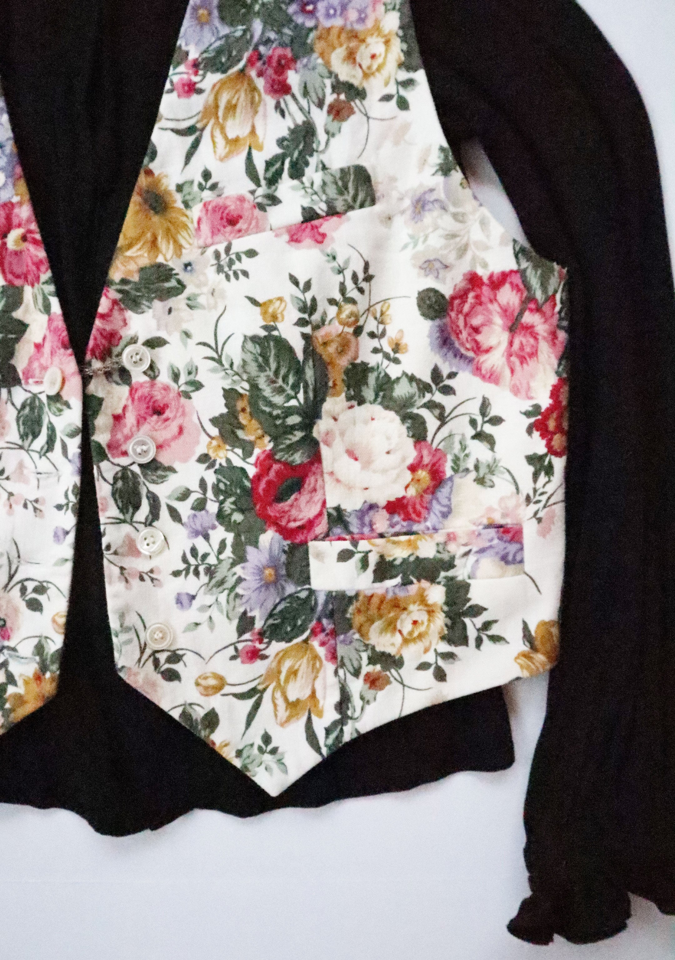 Vintage 90s JH Collectibles Linen Blend Floral Vest