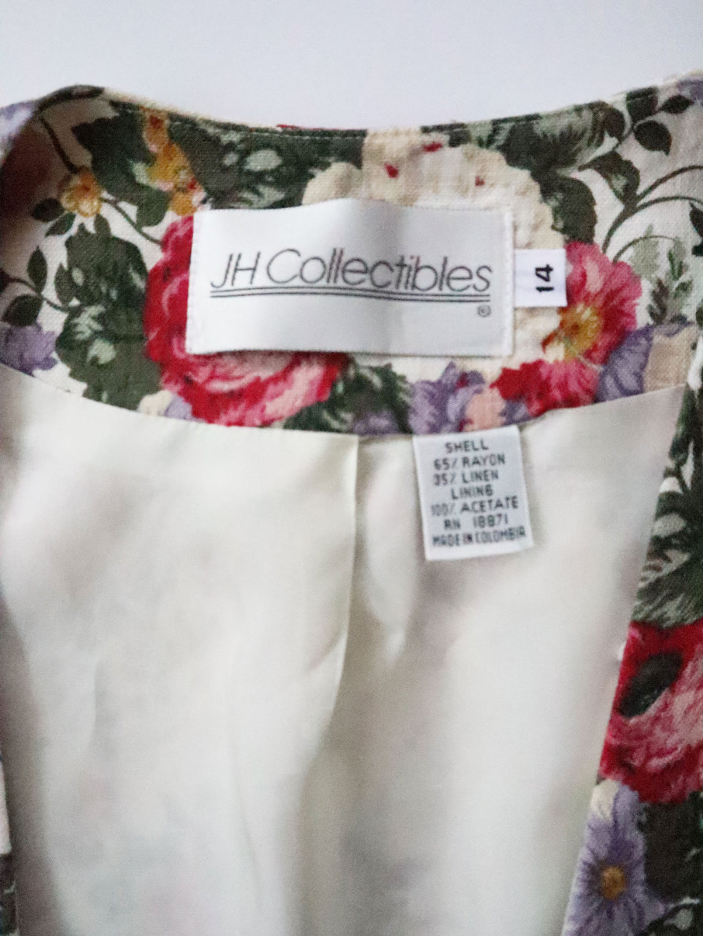 Vintage 90s JH Collectibles Linen Blend Floral Vest