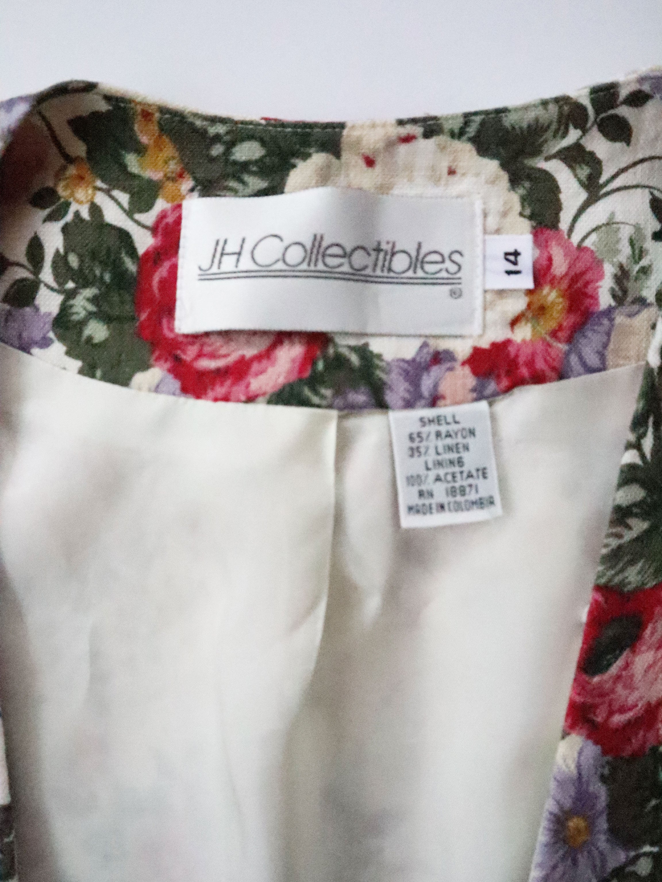 Vintage 90s JH Collectibles Linen Blend Floral Vest