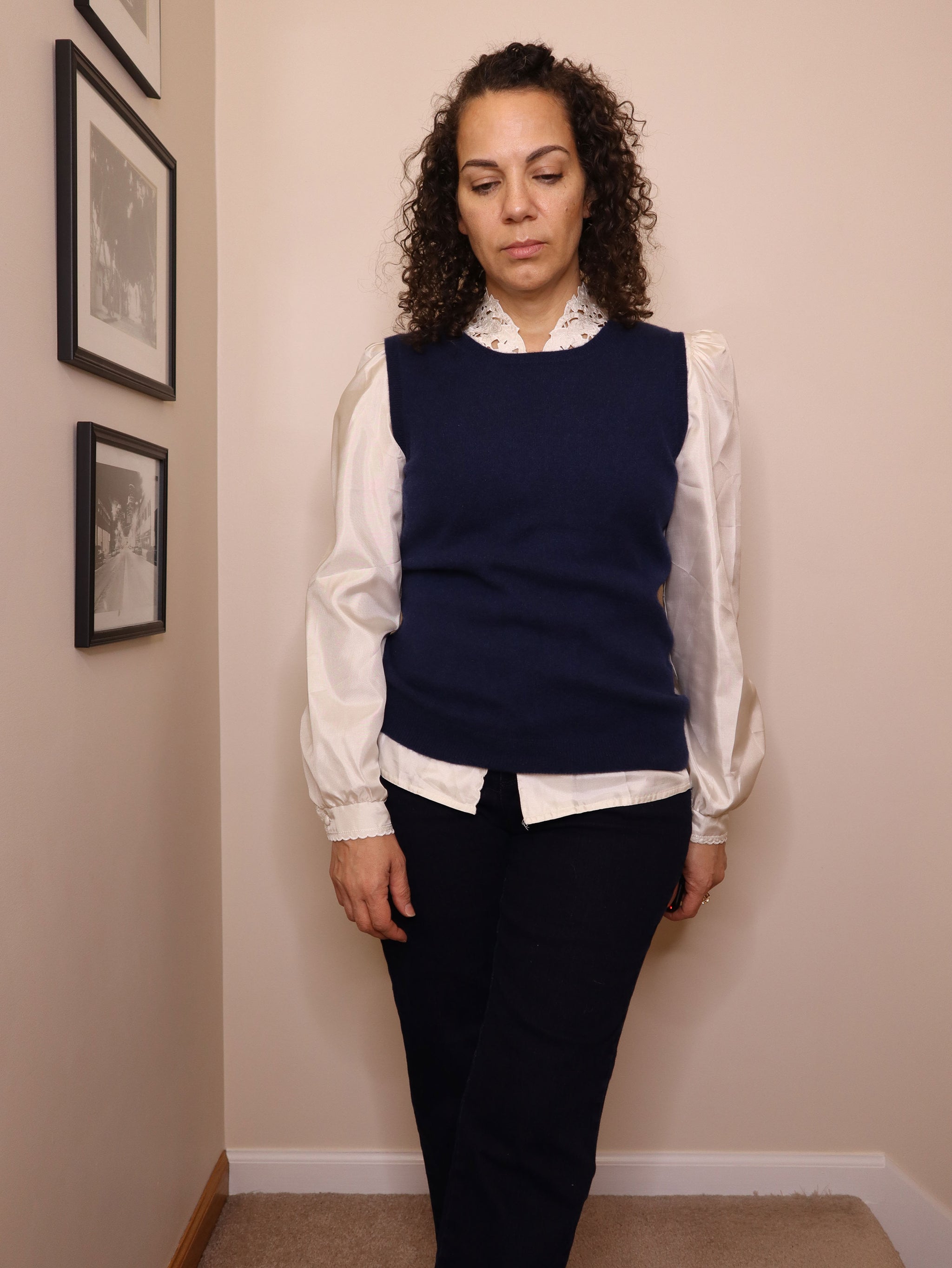 Bloomingdale's Cashmere Navy Sweater Vest