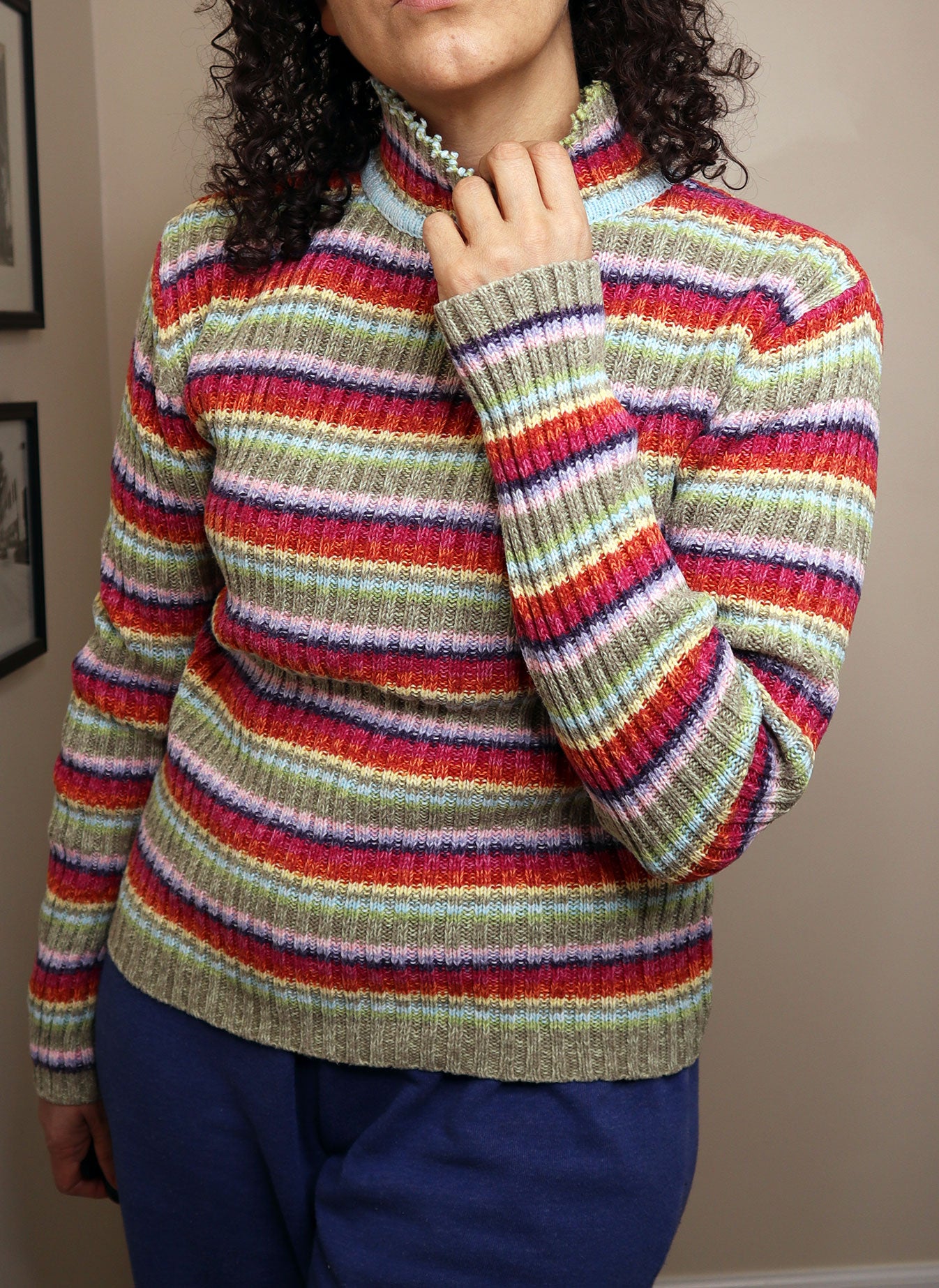 90s Striped Turtleneck Sweater - Style a Go-Go