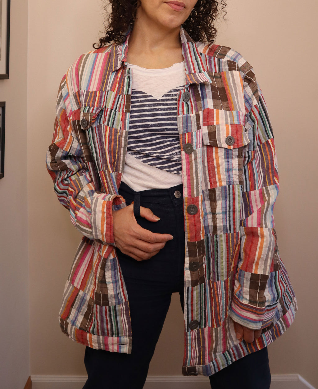 Christopher & Banks Quilted Madras Plaid Jacket - 2X