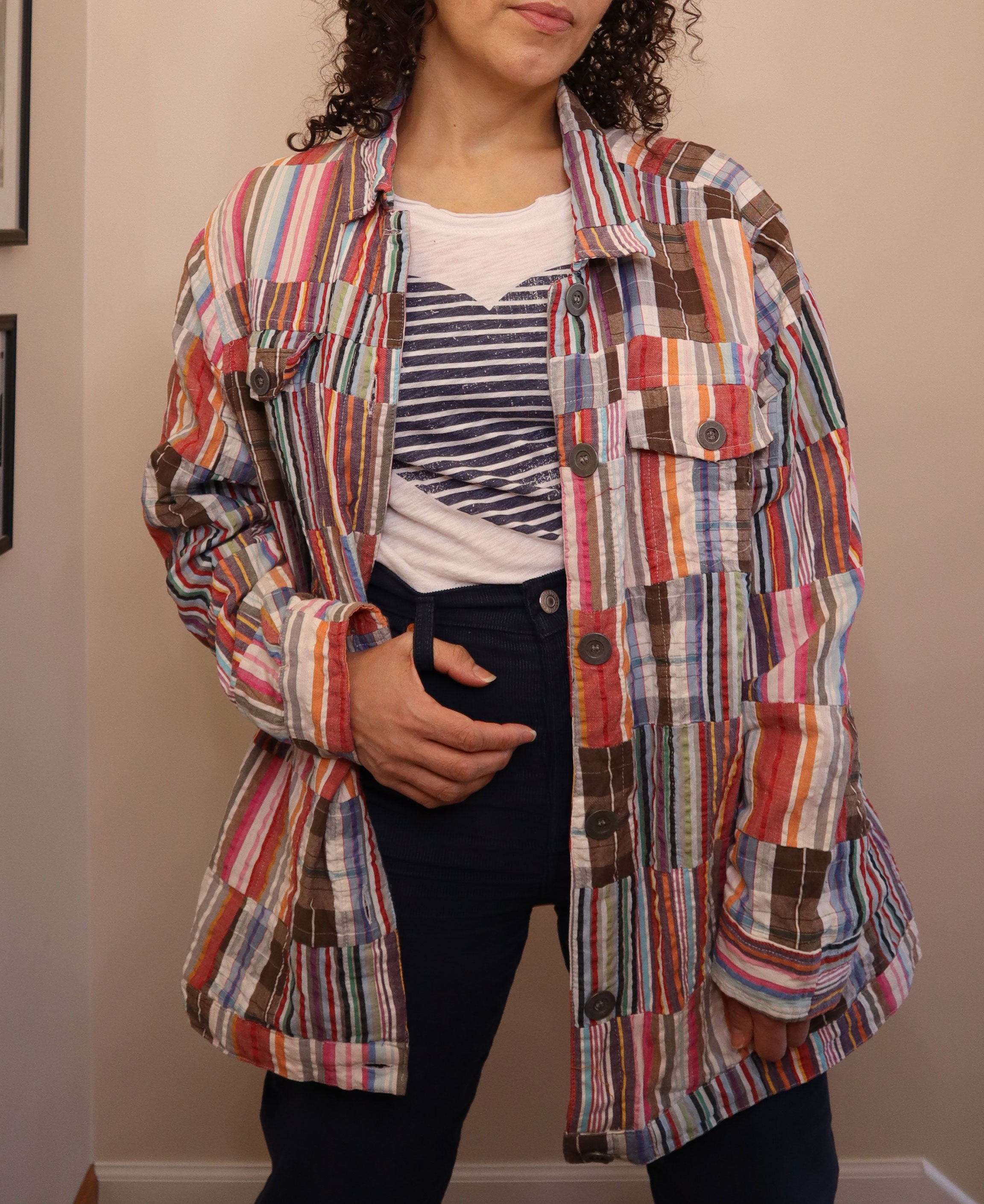 Christopher & Banks Quilted Madras Plaid Jacket - 2X