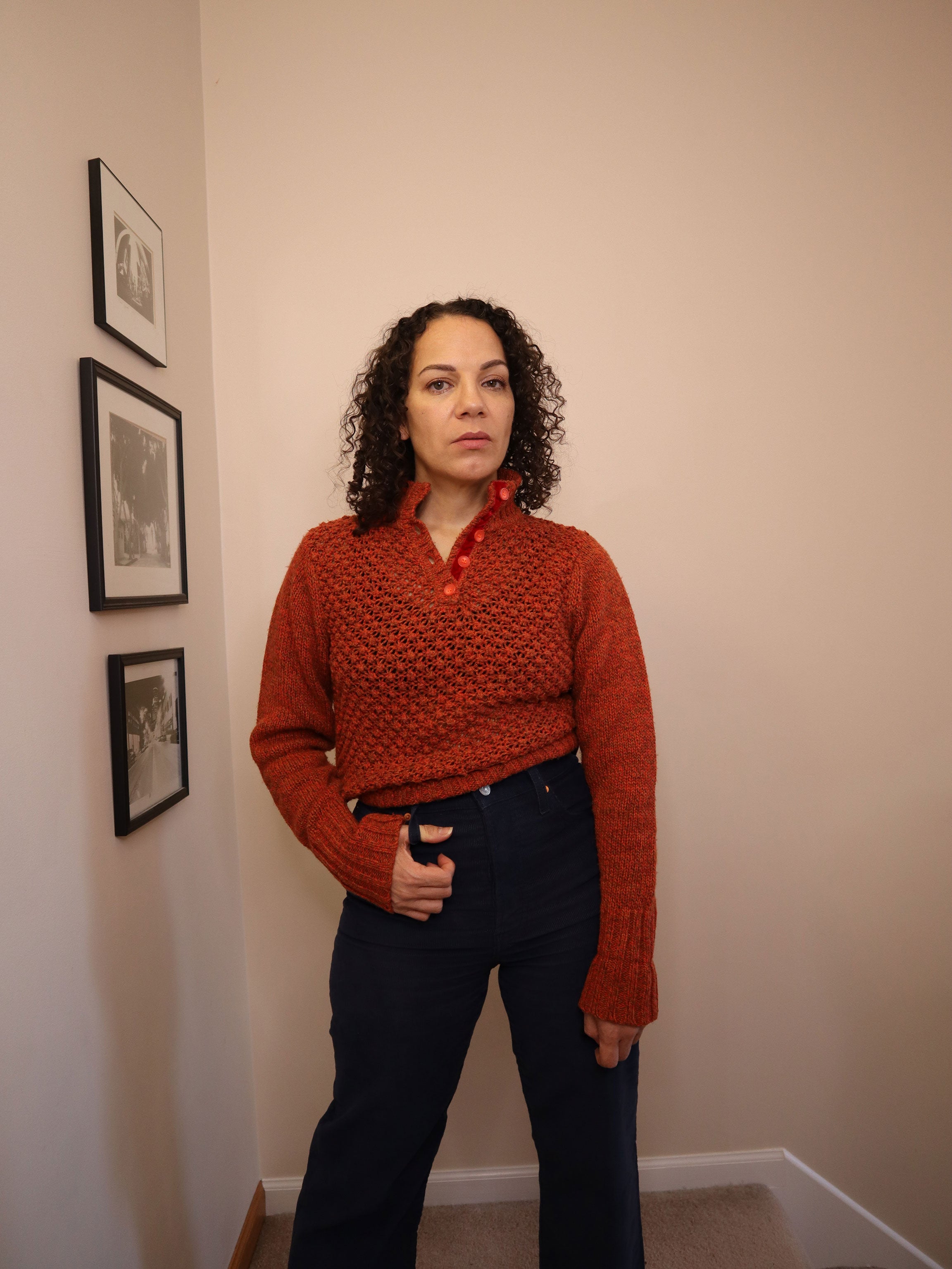 Cousin Johnny Rust Open Weave Pullover Sweater