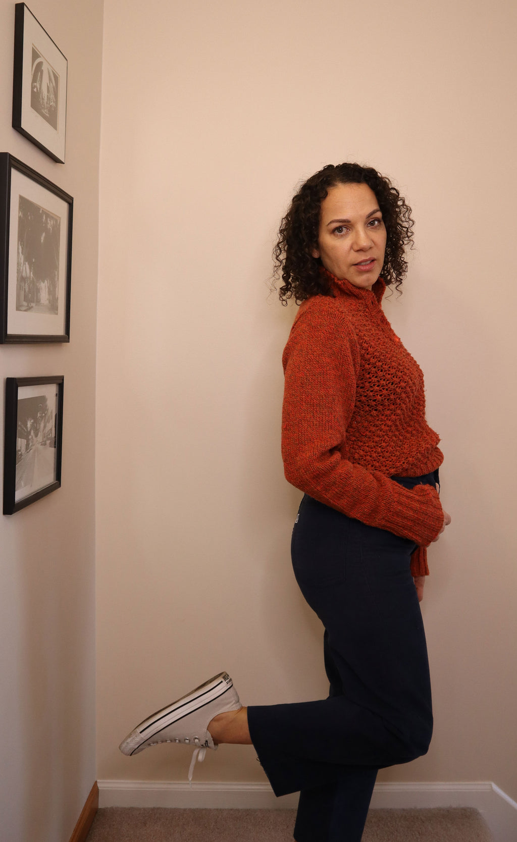 Cousin Johnny Rust Open Weave Pullover Sweater