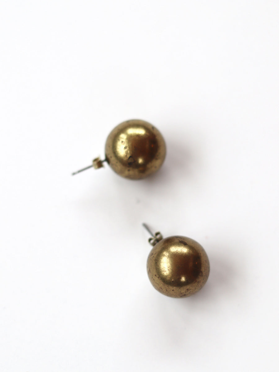 Antique Gold Jumbo Ball Post Earrings