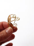 Vintage Mother of Pearl Cattail Brooch
