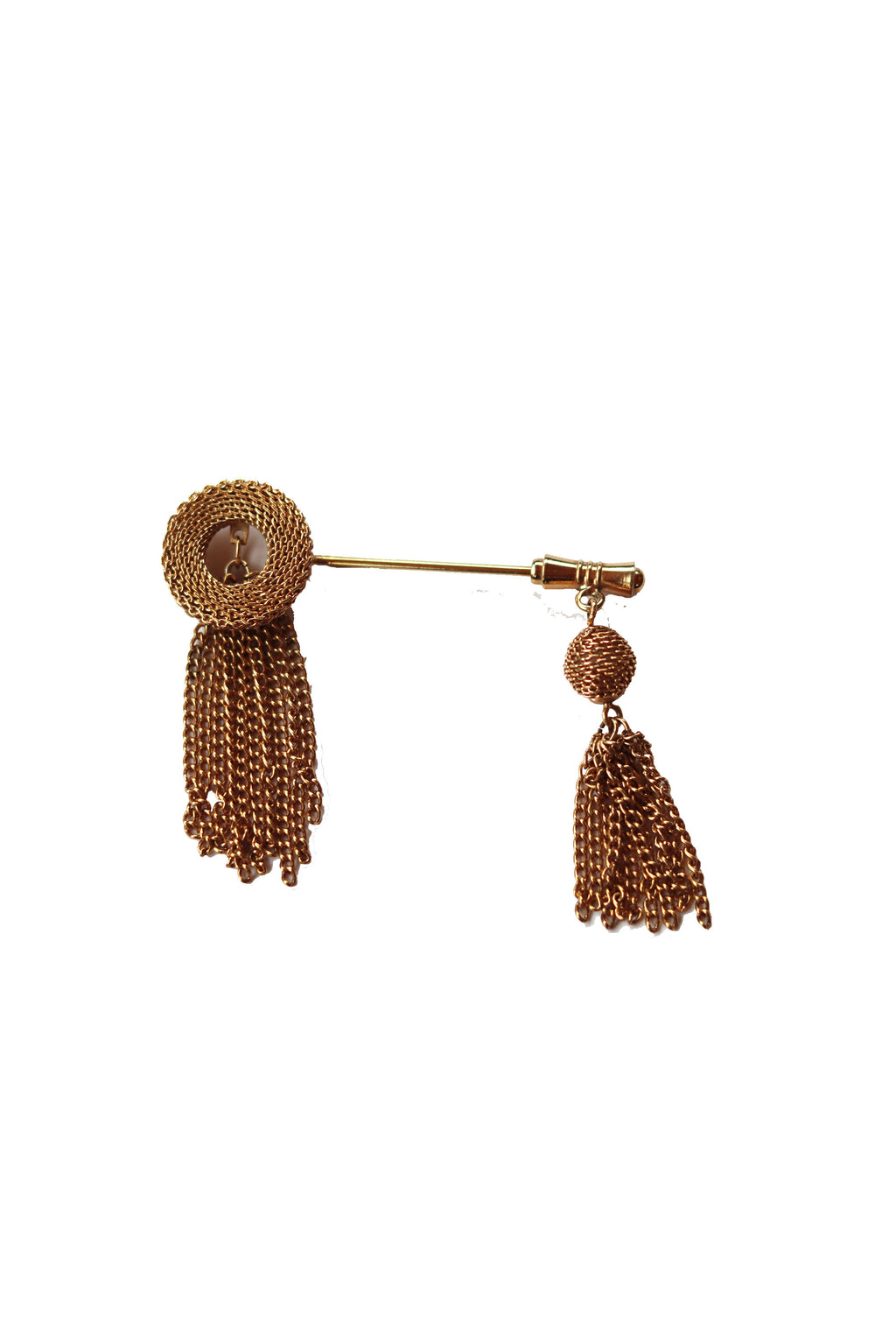 Vintage 80s Double Chain Tassel Stick Pin