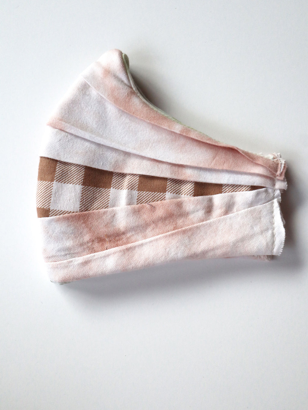 Pleated Knit Tie Dye w/Plaid Insert Mask