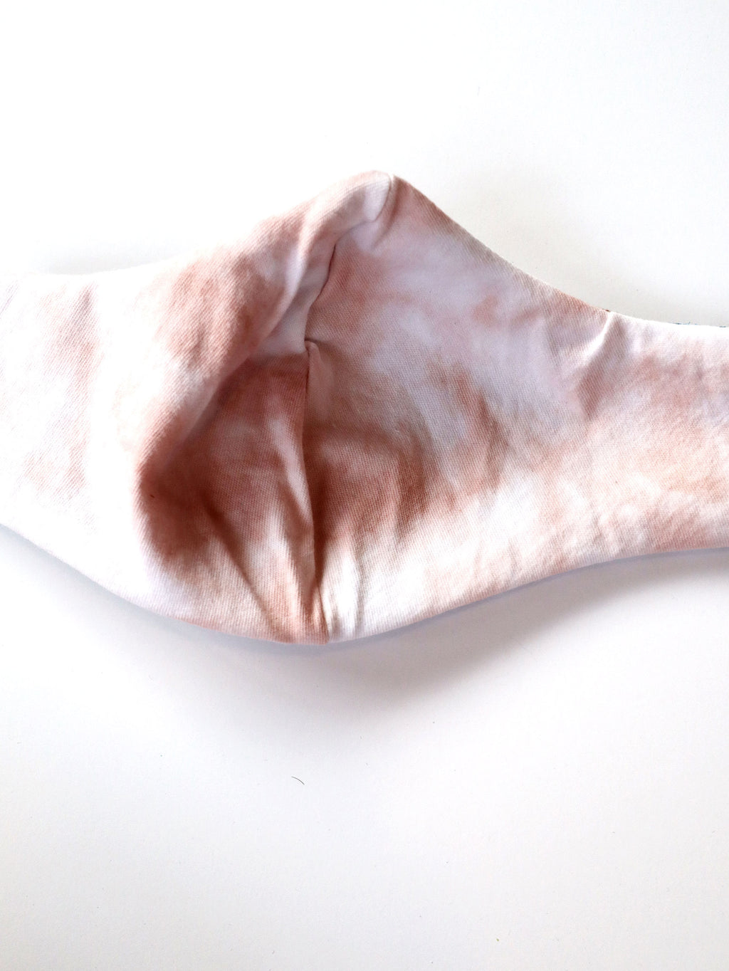 Reversible Striped Mask w/Vintage Lace Trim & Rhinestones - Blue/Taupe