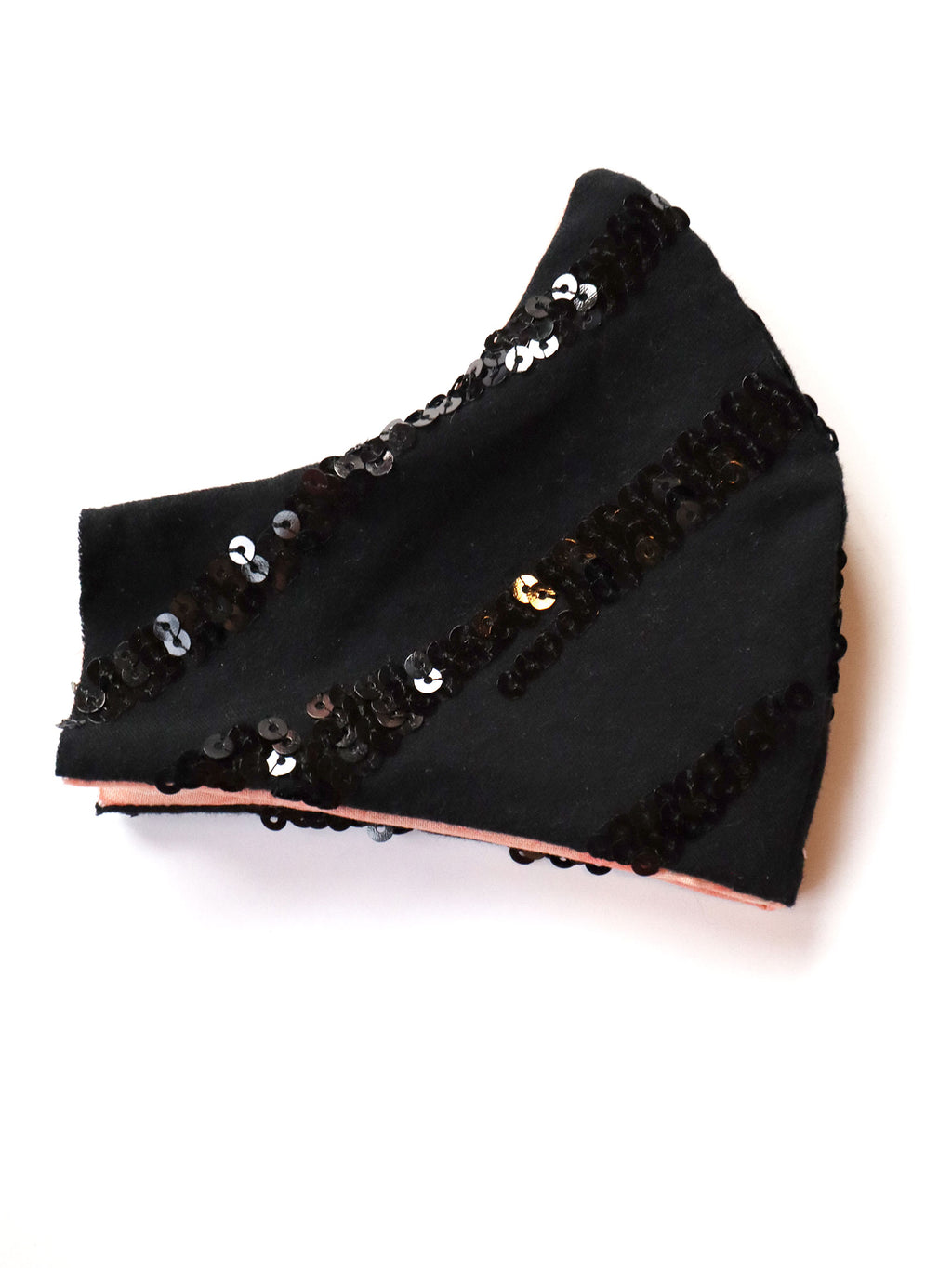Black Sequin Knit Mask w/Glitter Swirl Lining