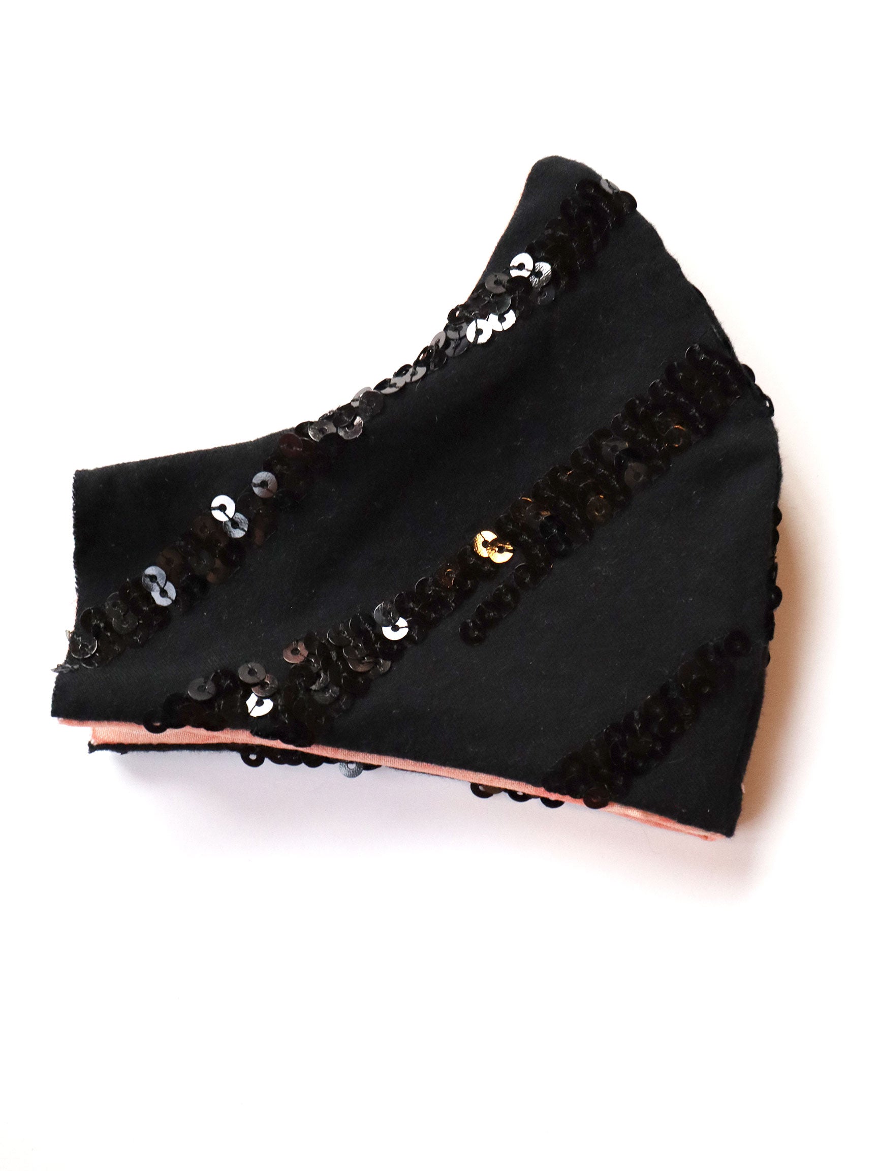 Black Sequin Knit Mask w/Glitter Swirl Lining