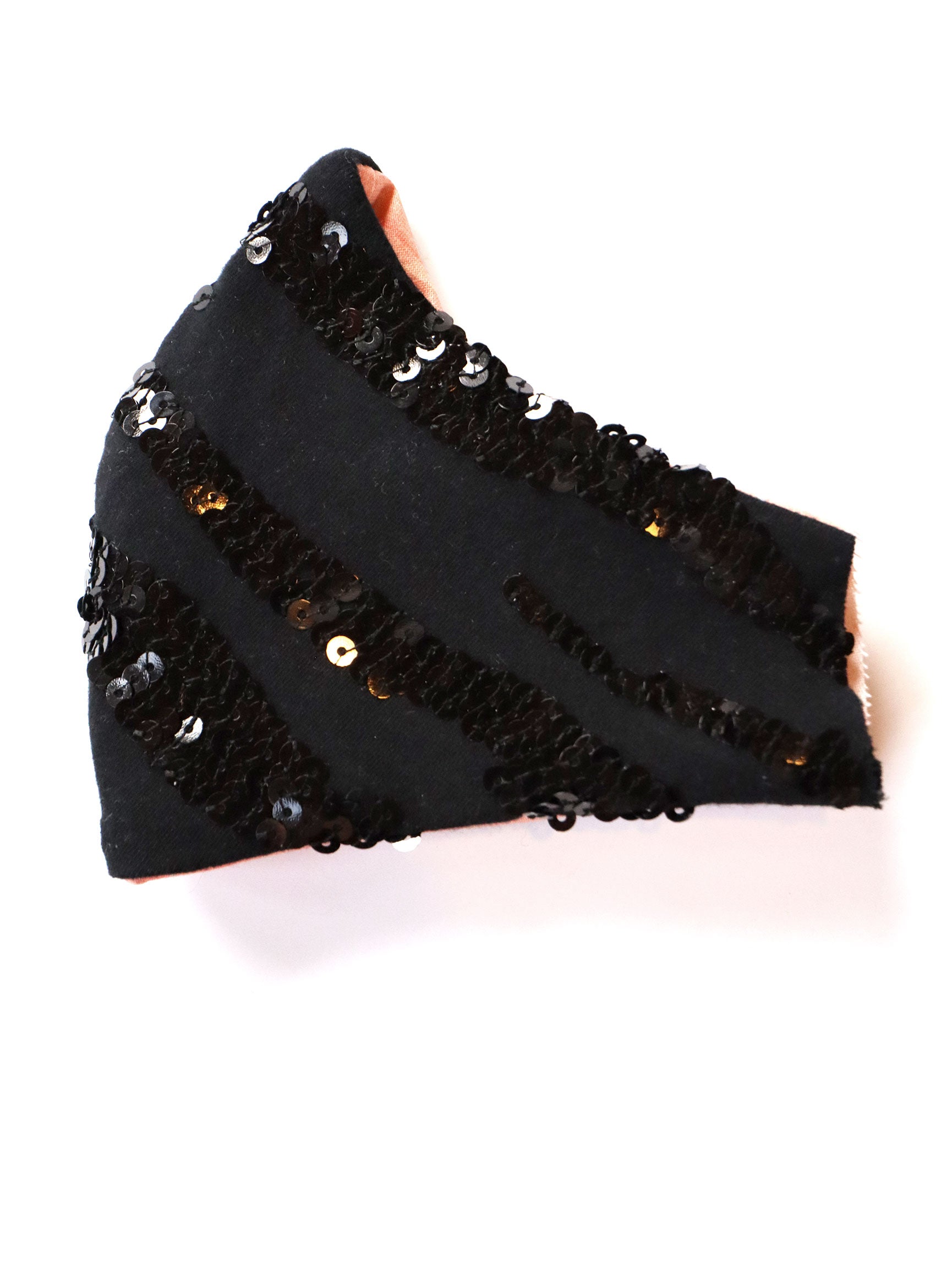 Black Sequin Knit Mask w/Glitter Swirl Lining
