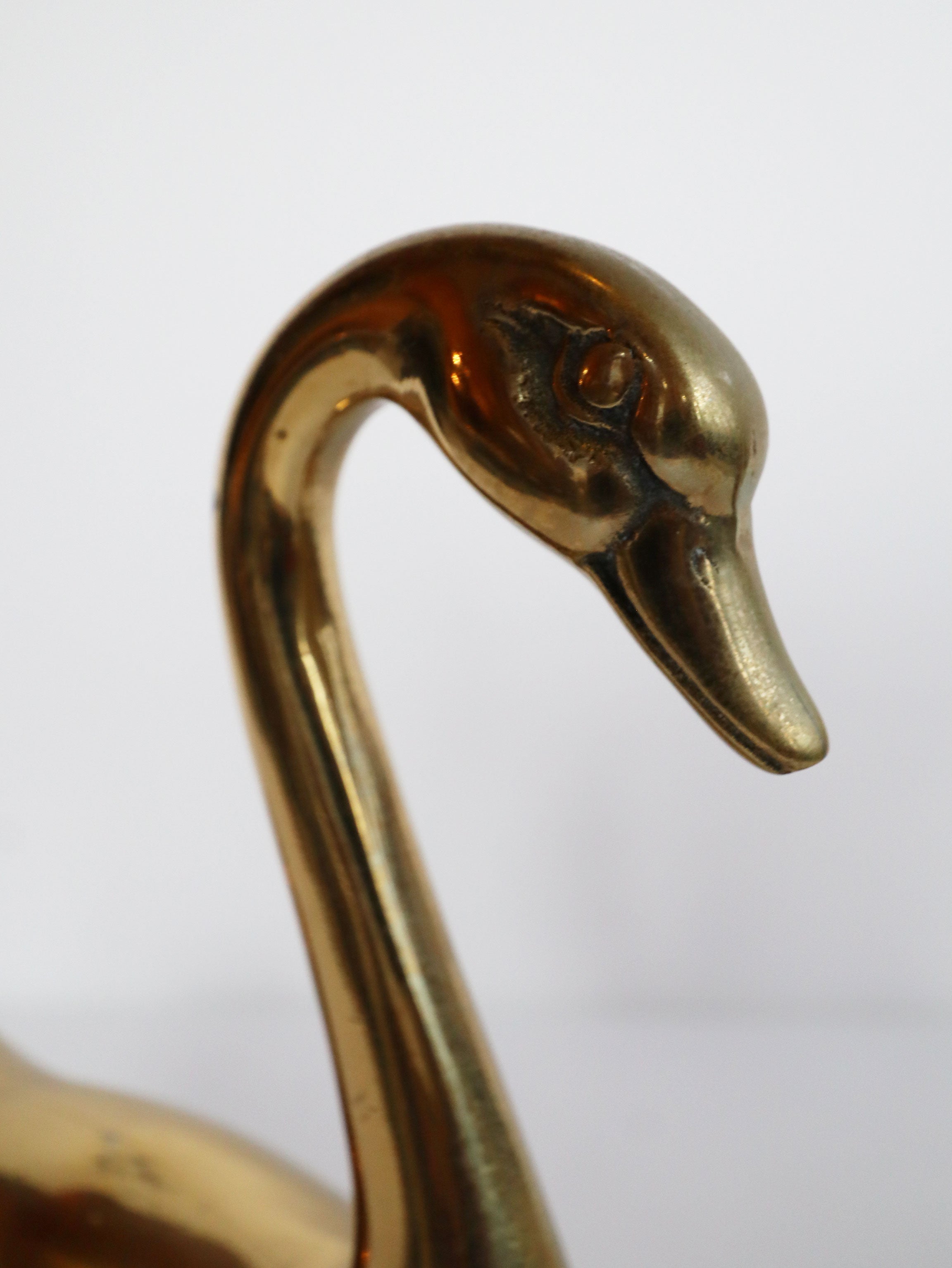 Vintage 60s Mid-century Pair of Brass Swans