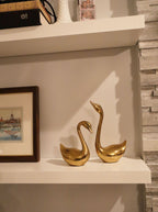 Vintage 60s Mid-century Pair of Brass Swans