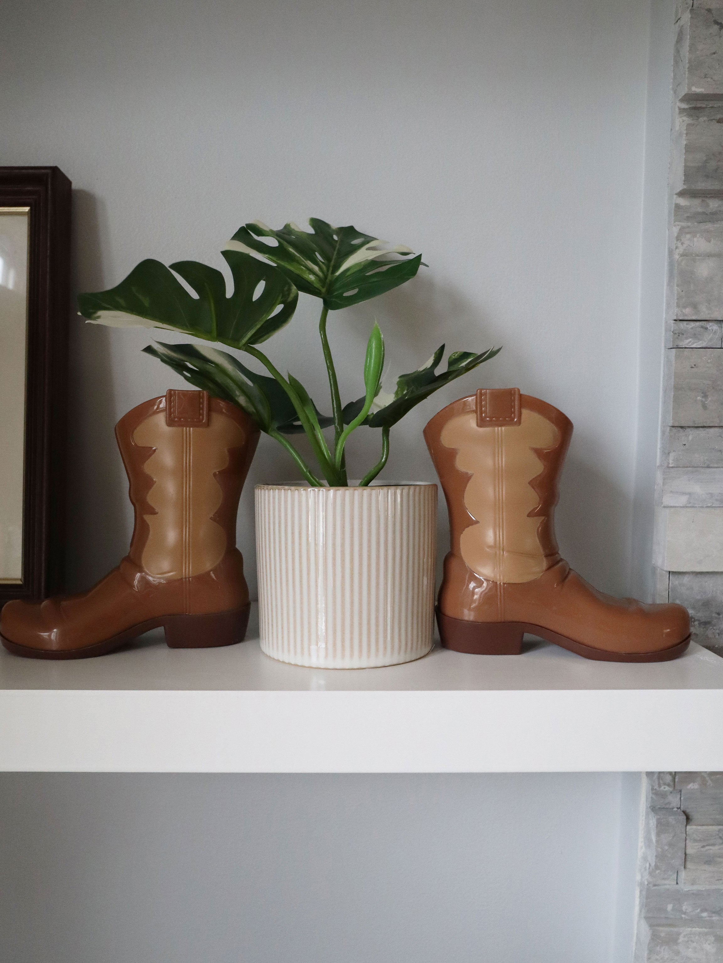 Vintage Plastic Decorative Cowboy Boots Set