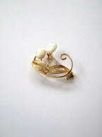 Vintage Mother of Pearl Cattail Brooch