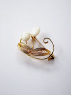 Vintage Mother of Pearl Cattail Brooch