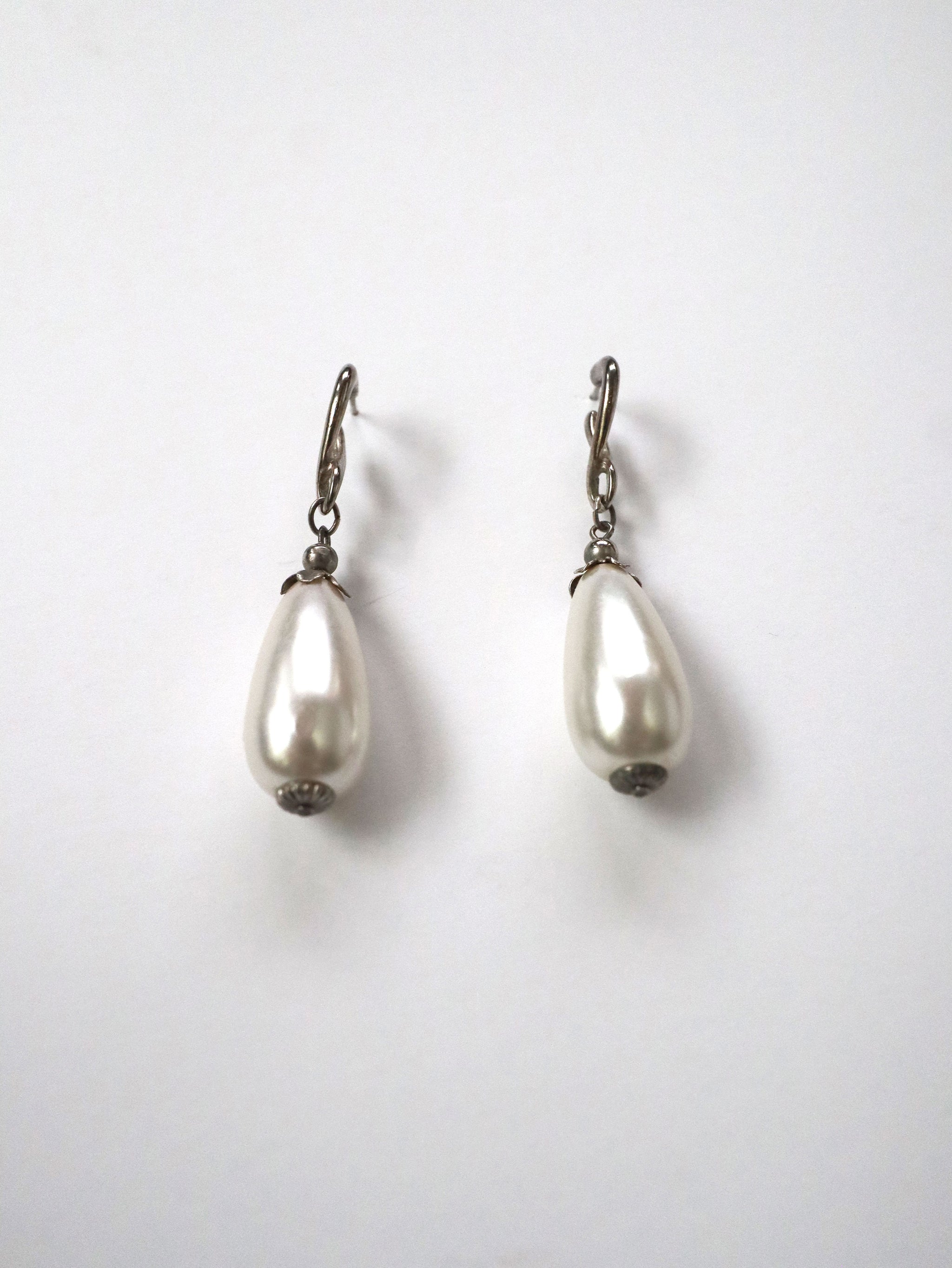 Vintage Silver & Pearl Drop Earrings
